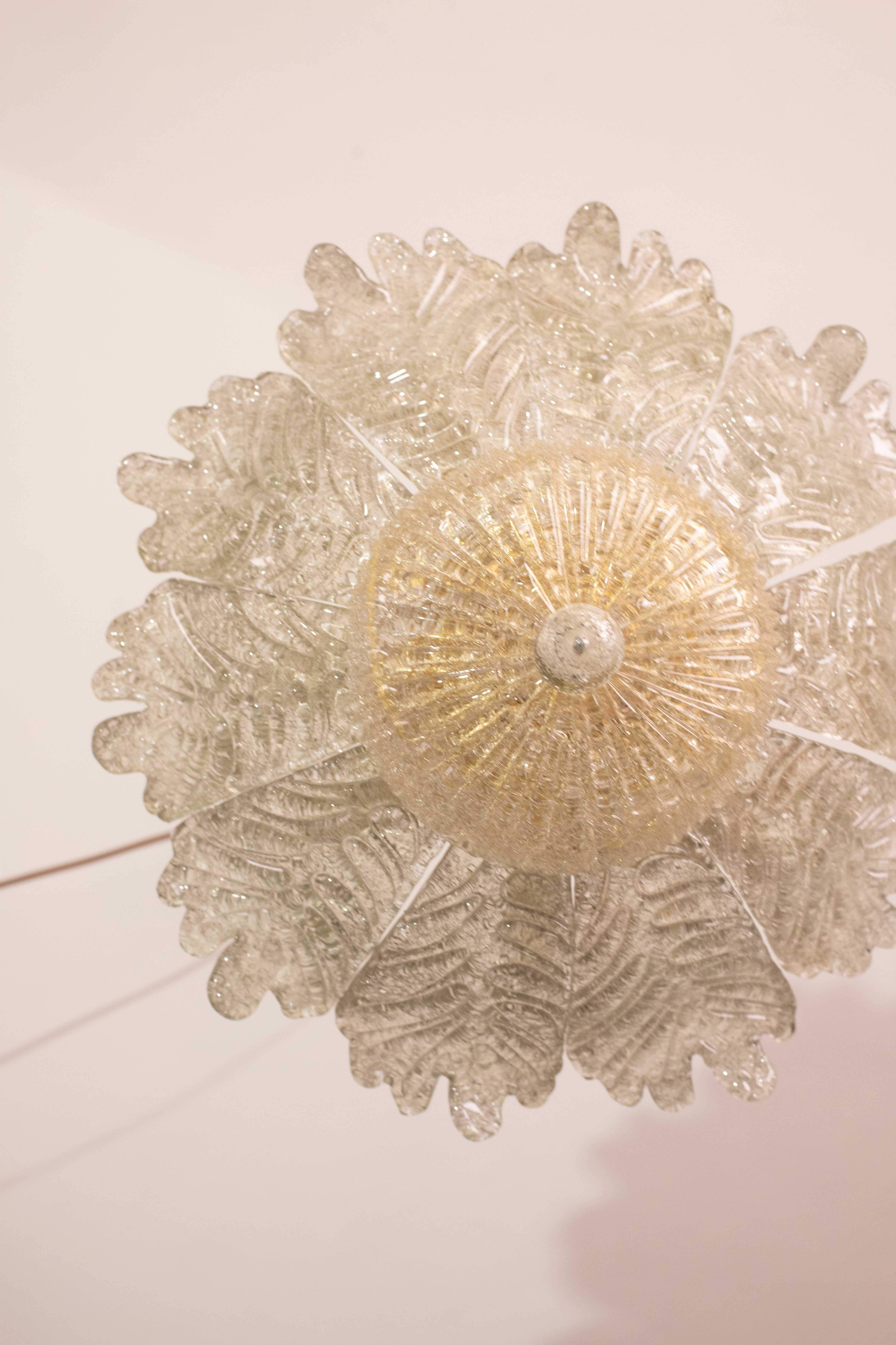 Splendid Amber Italian Murano Glass Ceiling Light, 1970s in vendita 5