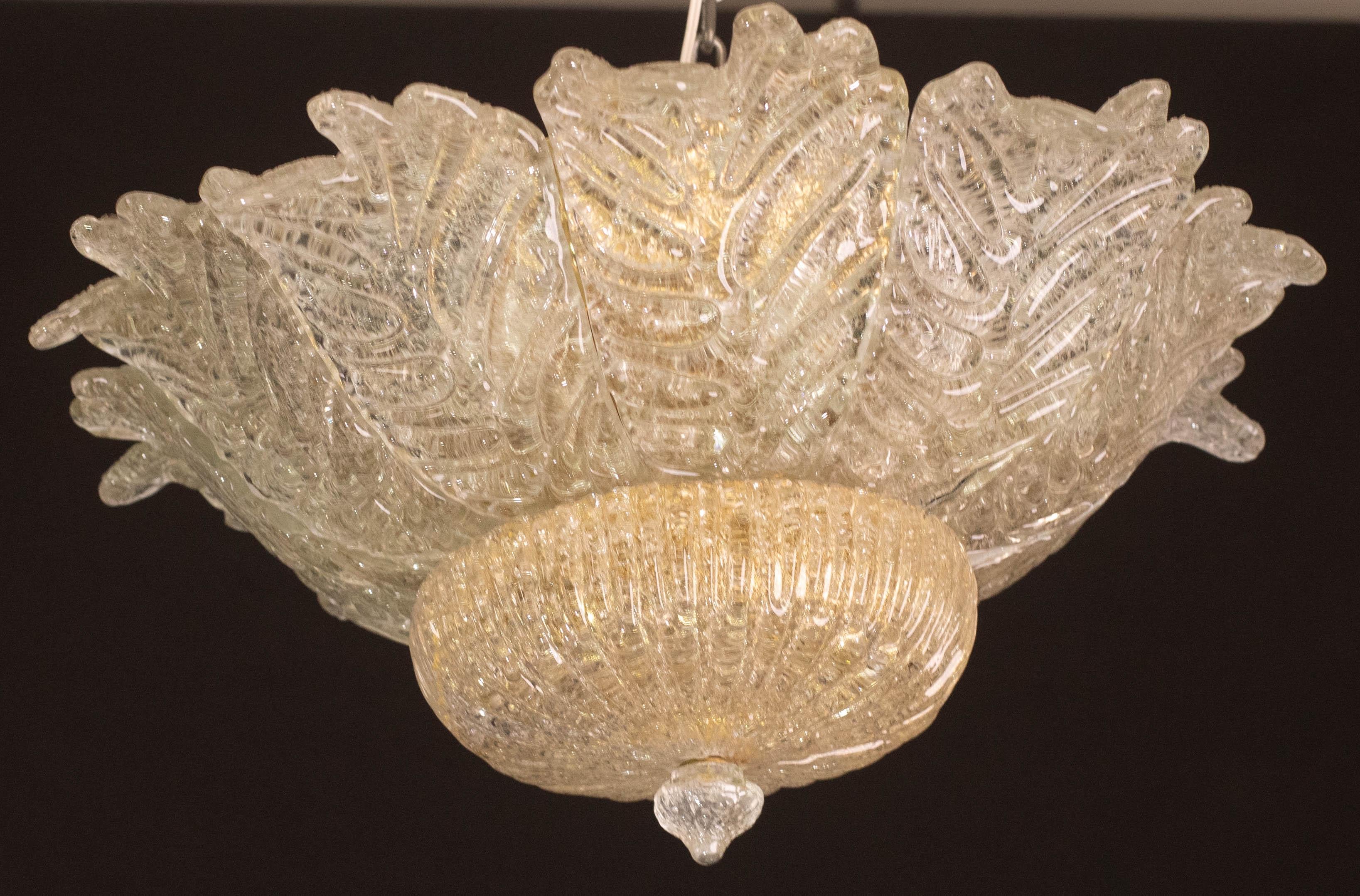 Europeo Splendid Amber Italian Murano Glass Ceiling Light, 1970s in vendita