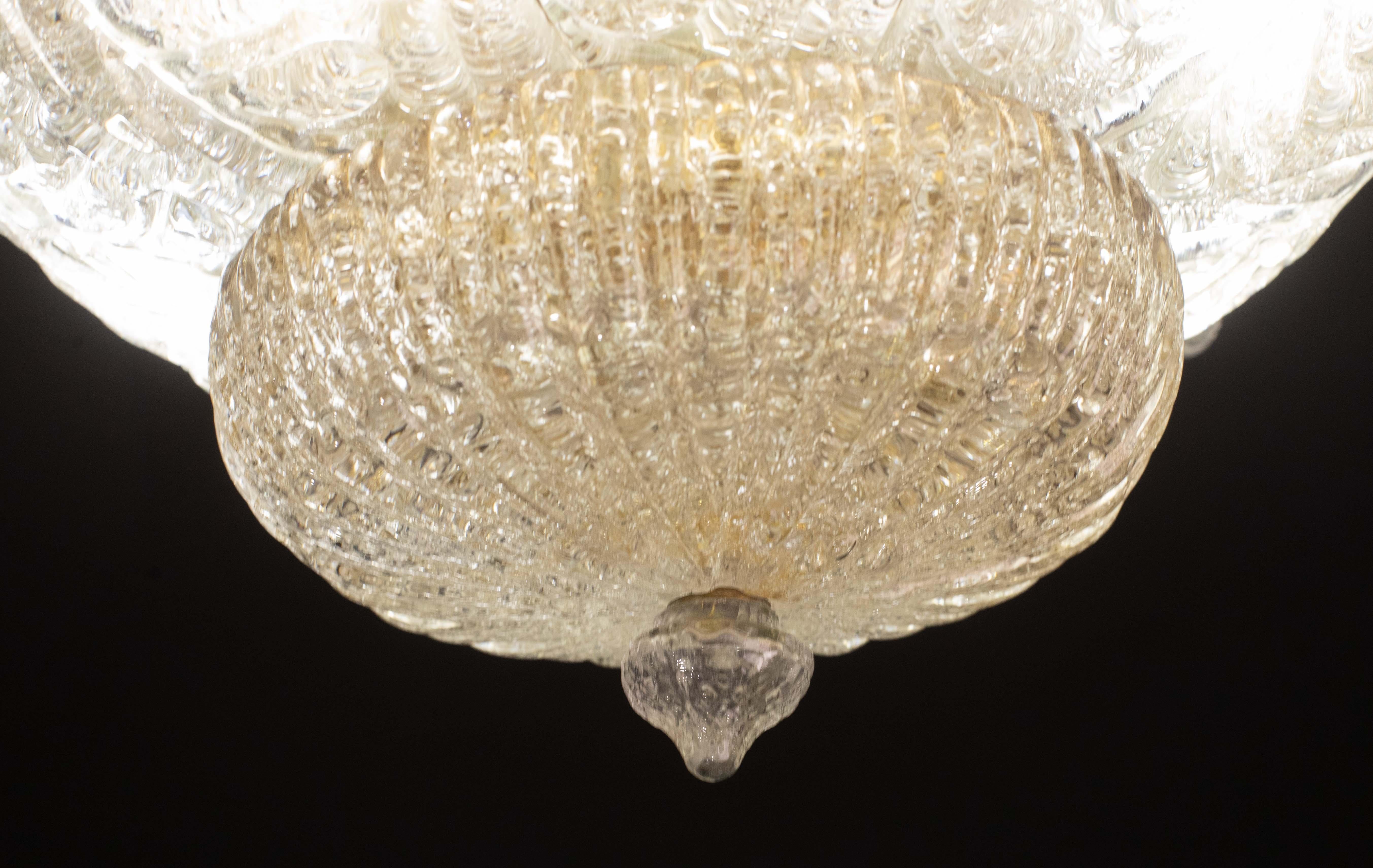 Splendid Amber Italian Murano Glass Ceiling Light, 1970s In condizioni buone in vendita a Roma, IT