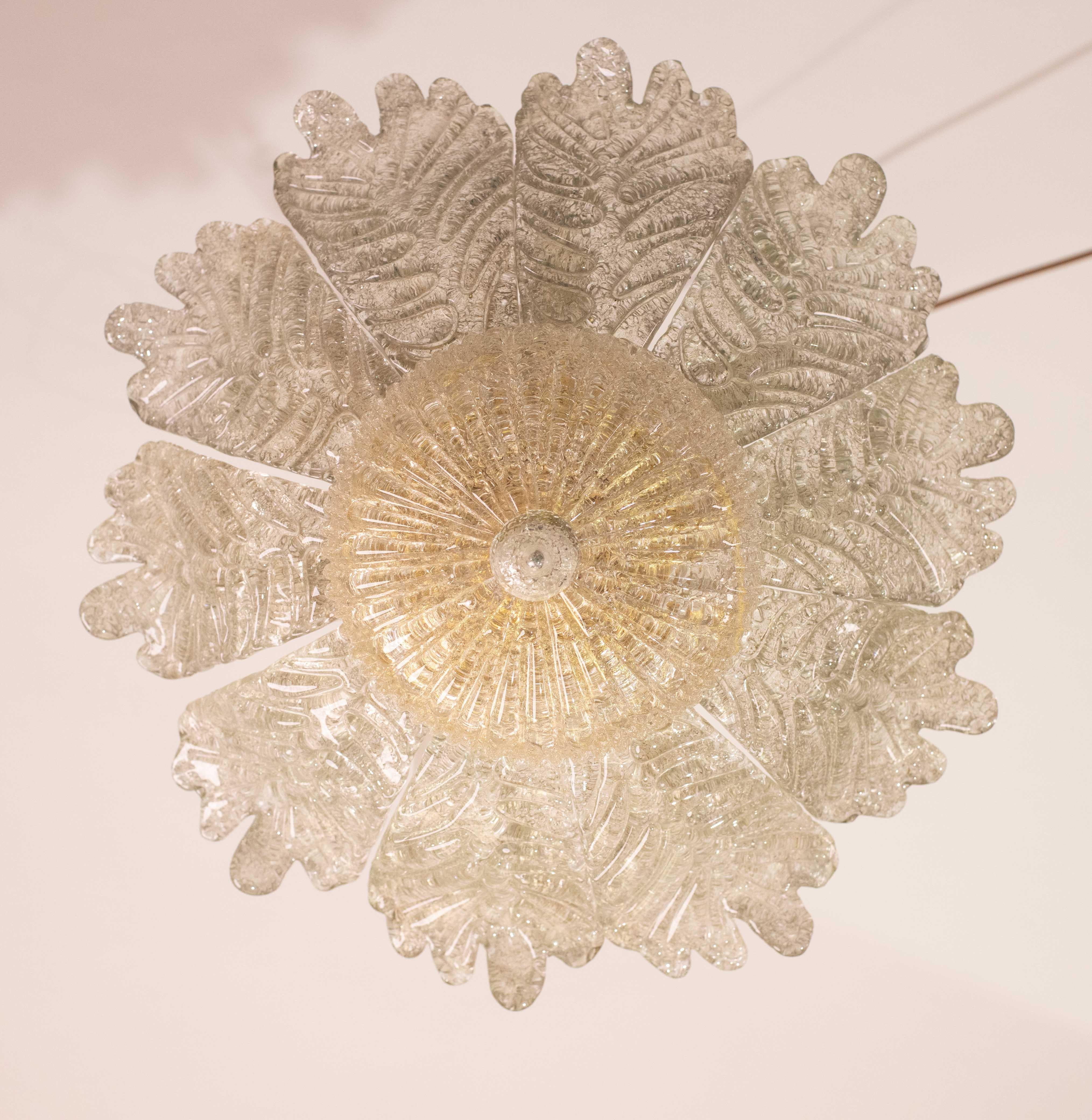 Fine XX secolo Splendid Amber Italian Murano Glass Ceiling Light, 1970s in vendita
