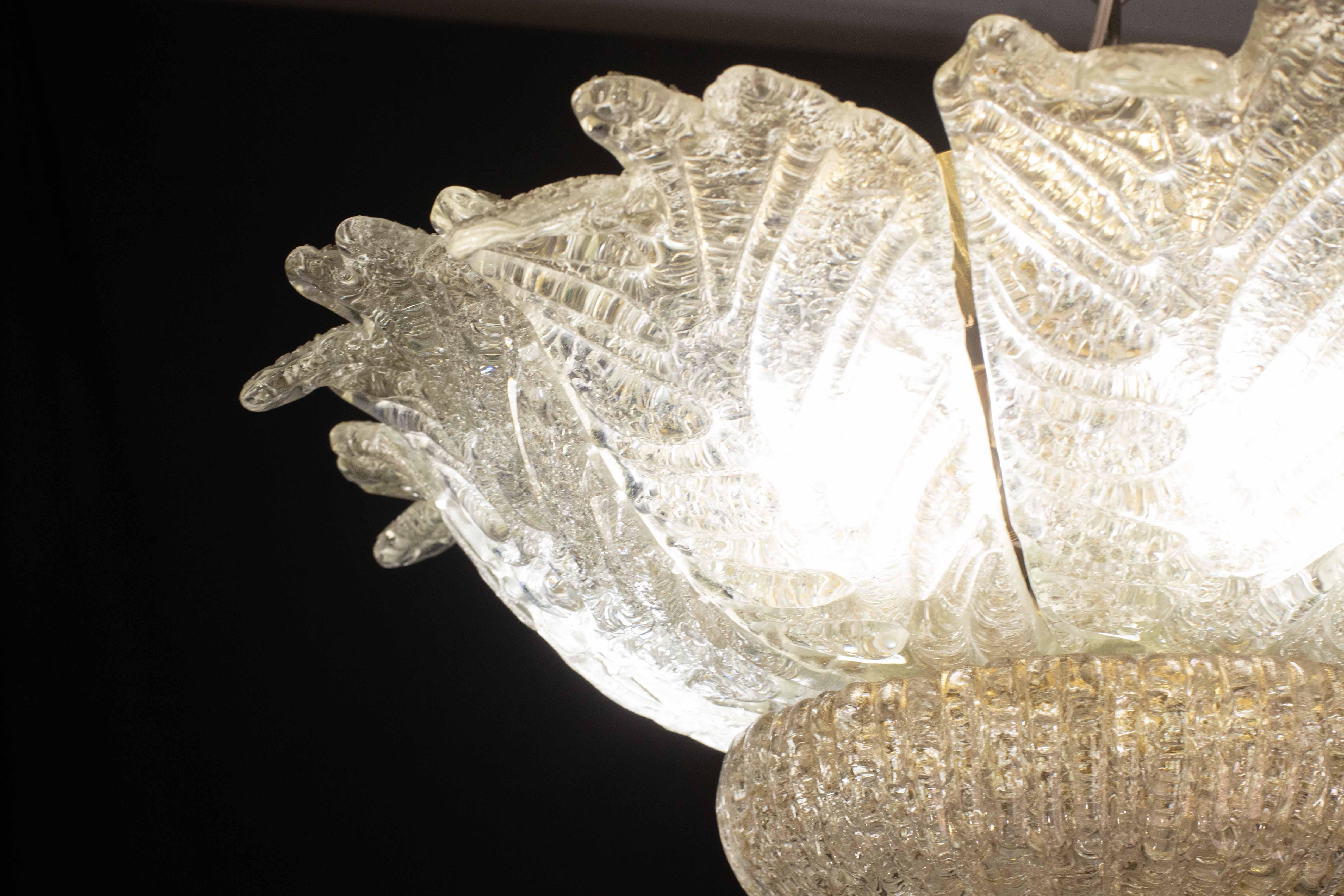 Splendid Amber Italian Murano Glass Ceiling Light, 1970s in vendita 1