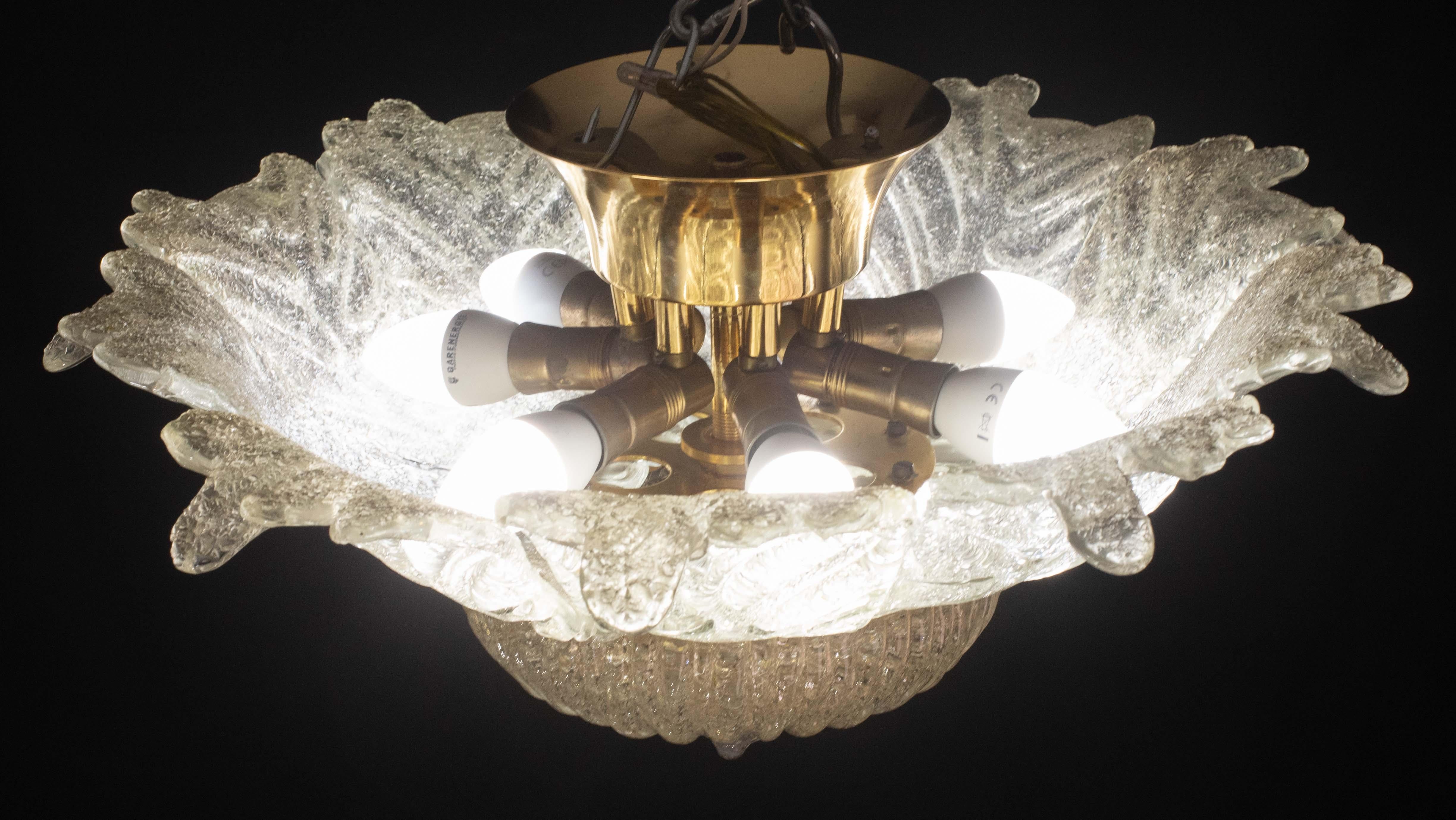 Splendid Amber Italian Murano Glass Ceiling Light, 1970s in vendita 2