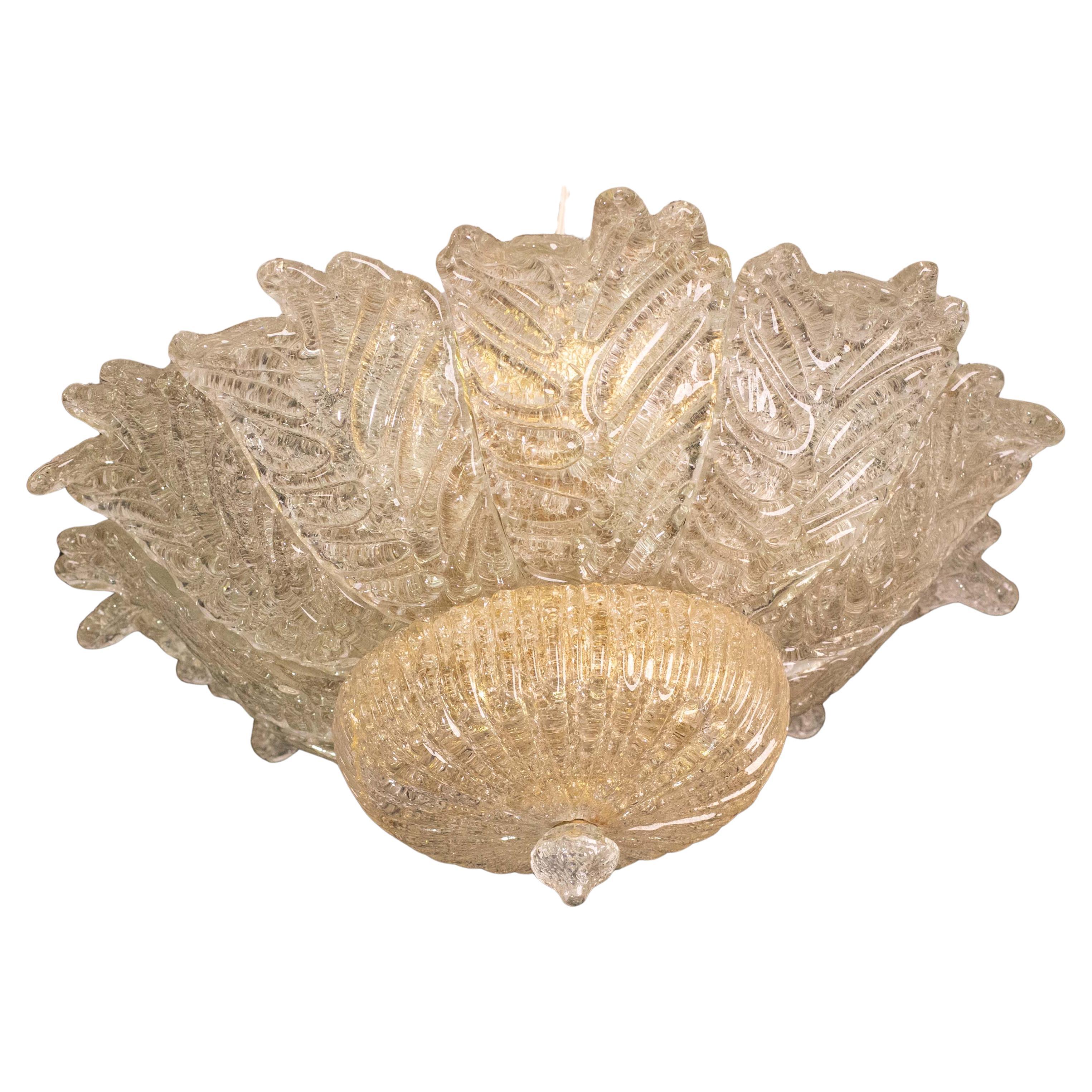 Splendid Amber Italian Murano Glass Ceiling Light, 1970s