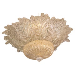 Splendid Amber Italian Murano Glass Ceiling Light, 1970s