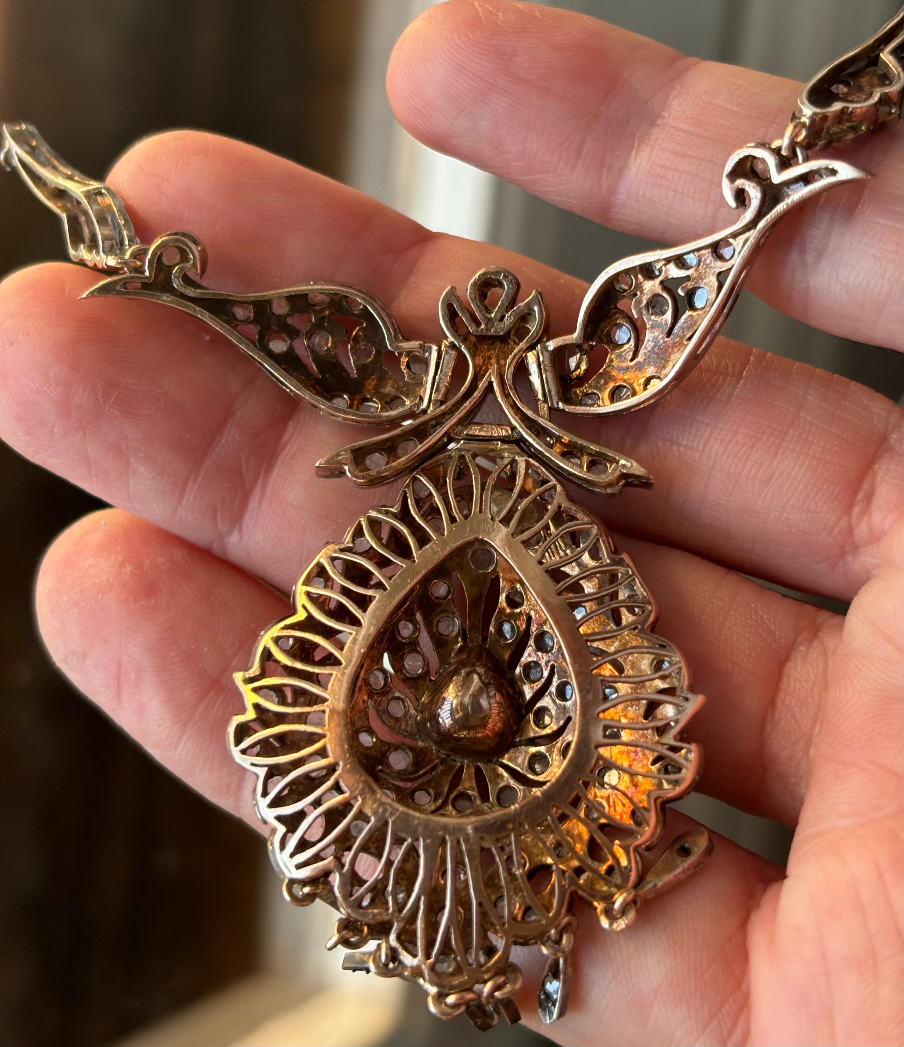 Splendid French Antique Victorian Drop Diamond Necklace (19th century). For Sale 7