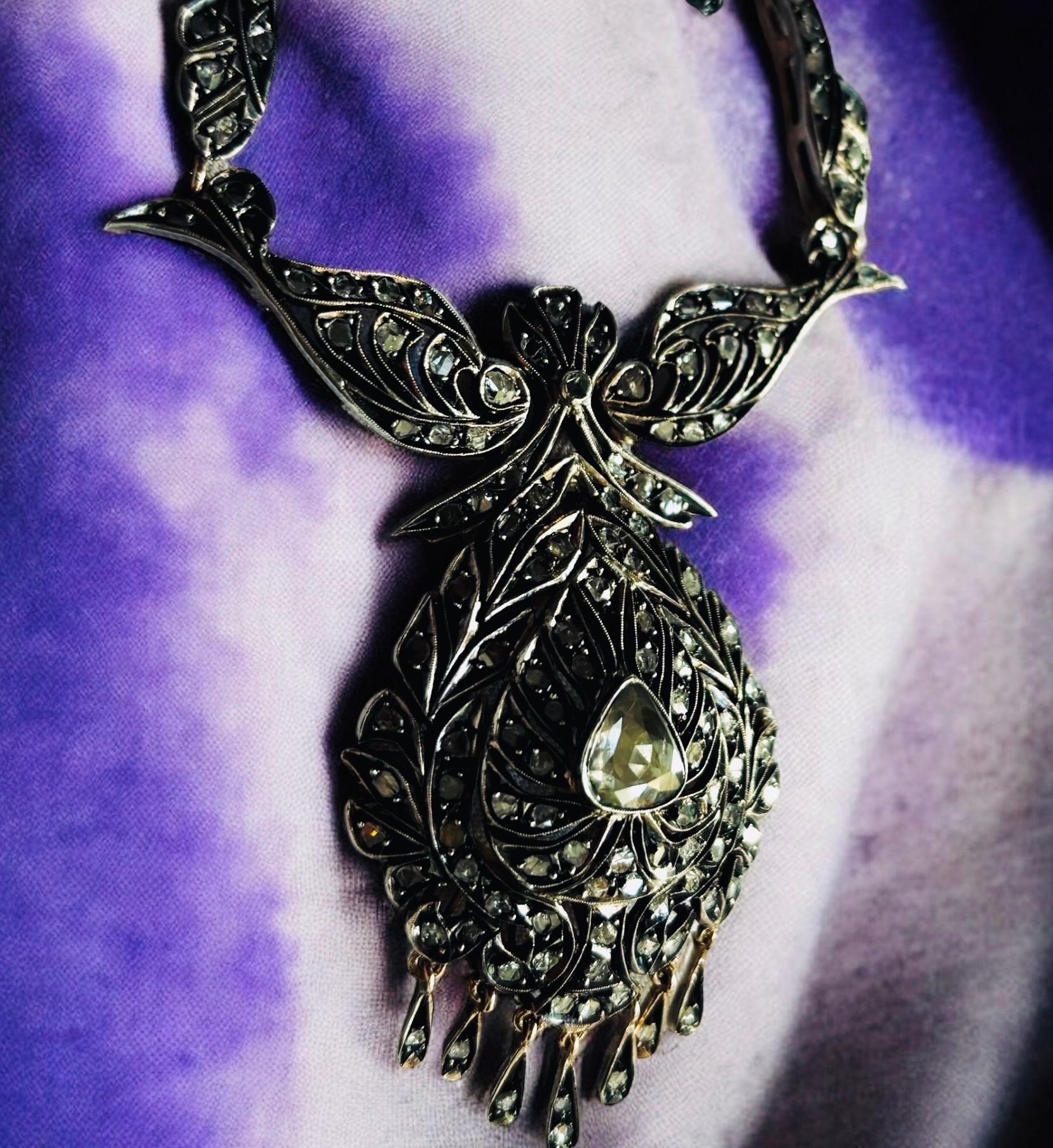 Splendid French Antique Victorian Drop Diamond Necklace (19th century). For Sale 8