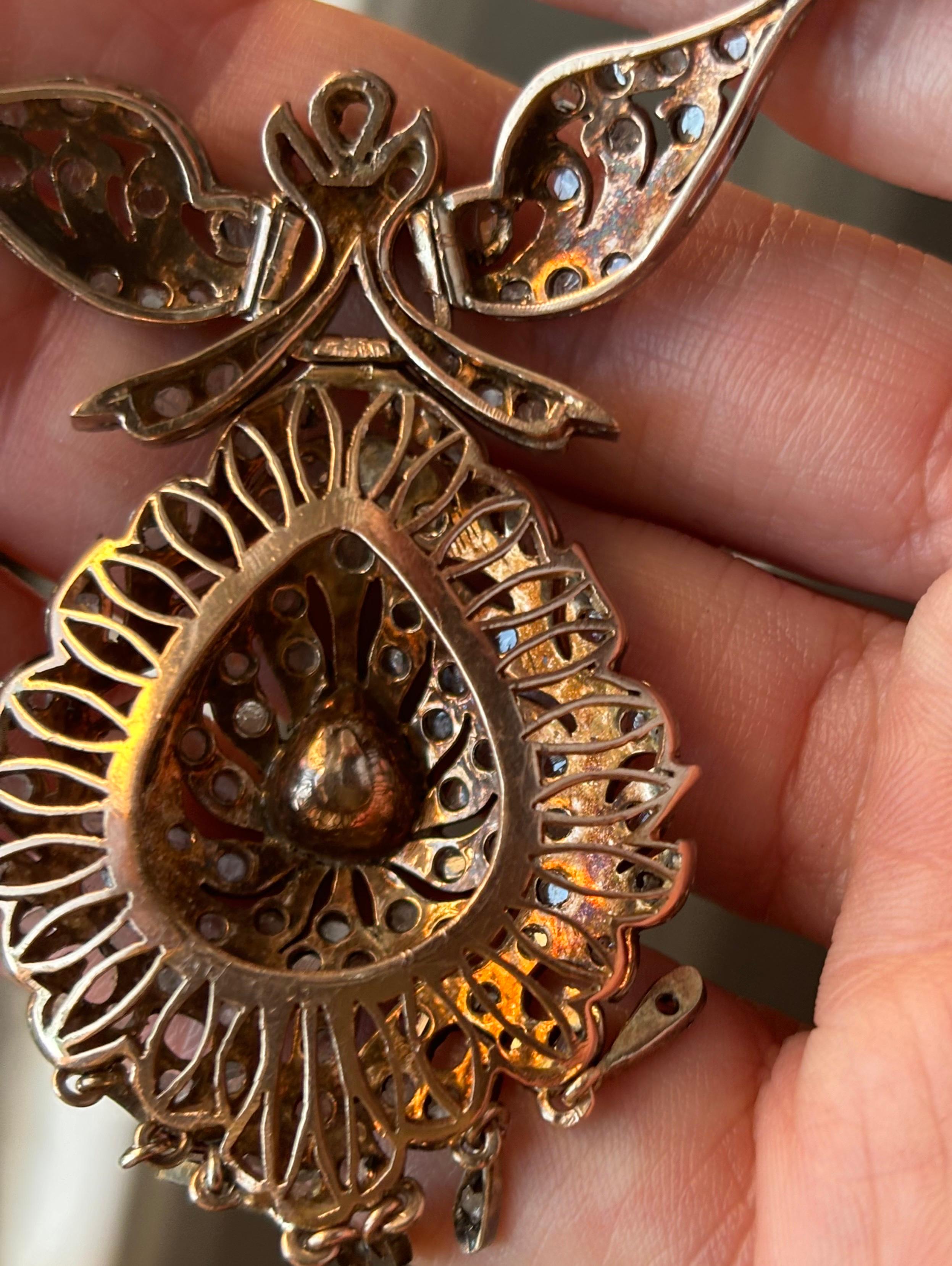 Splendid French Antique Victorian Drop Diamond Necklace (19th century). For Sale 4