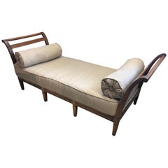 Splendid Antique French Daybed with New Linen Upholstery