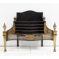 Splendid Antique Georgian Fire Basket with Brass Finials