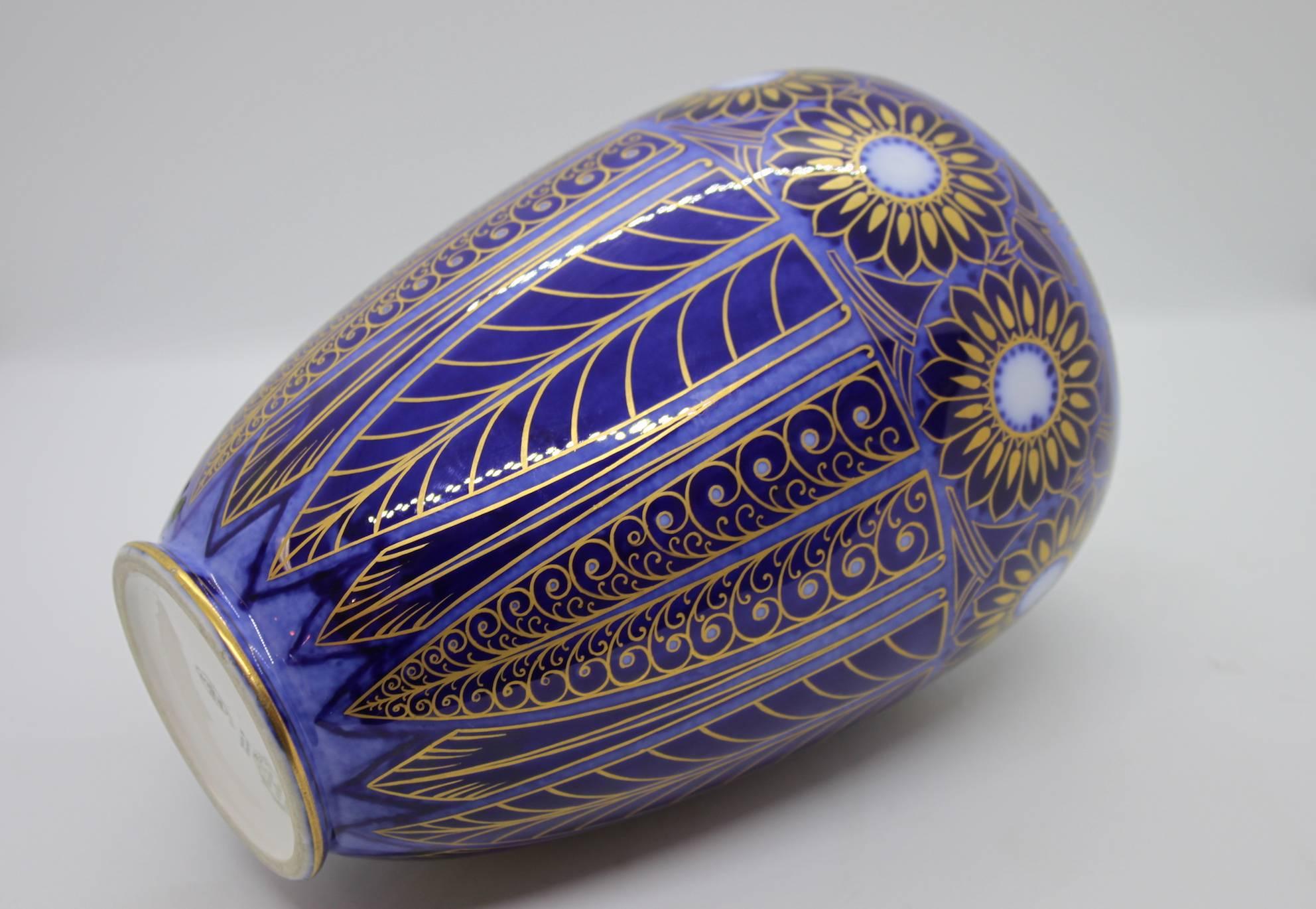 Art Deco Splendid Blue Porcelain Vase by Sèvres, 1925