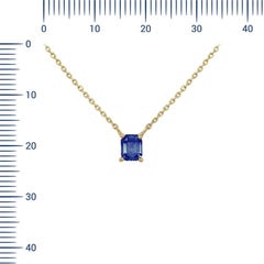 Espléndido Collar Colgante Cuadrado Zafiro Azul Oro Amarillo