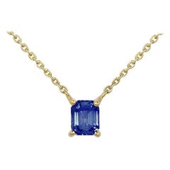 Splendid Blue Sapphire Yellow Gold Square Pendant Necklace