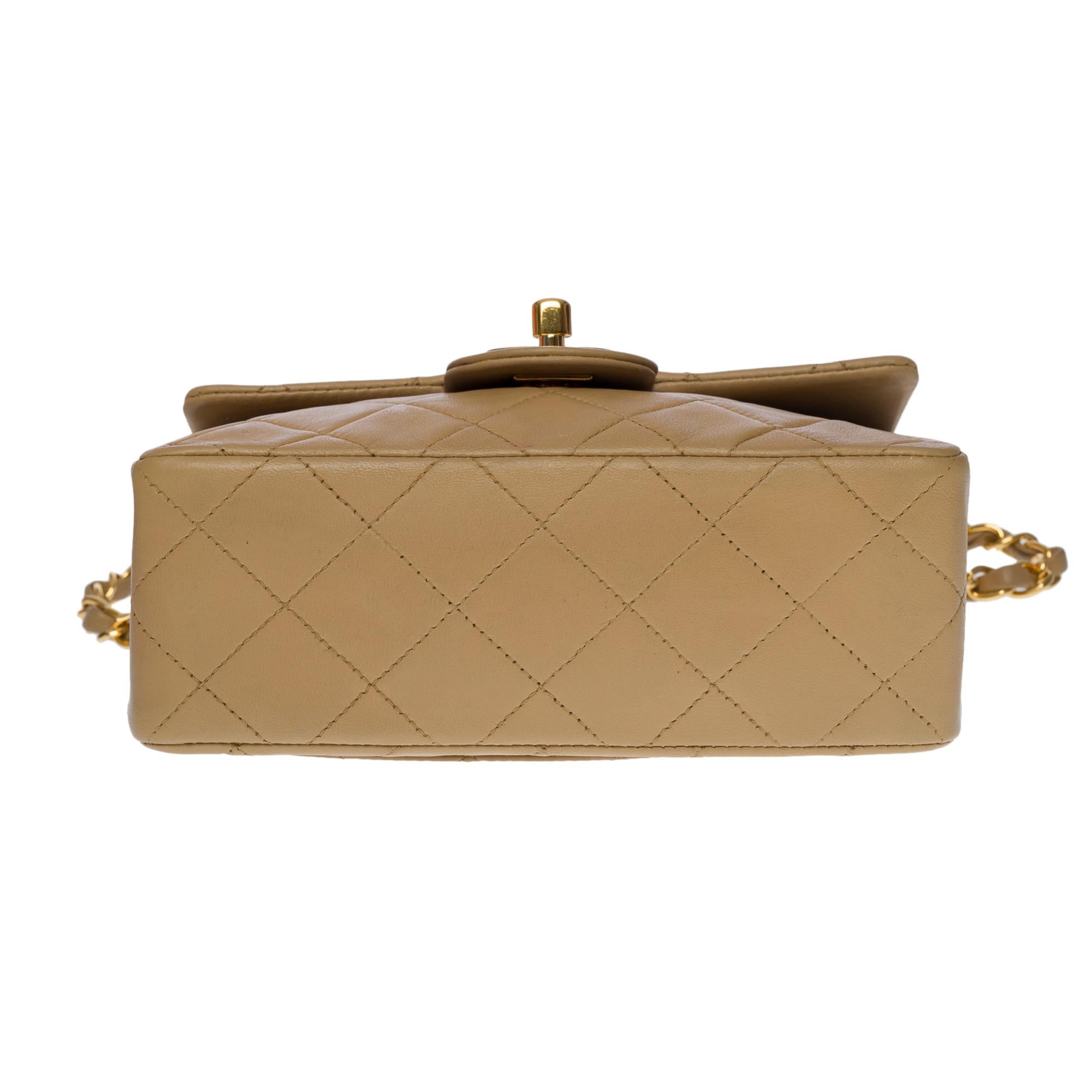 Splendid Chanel Timeless Mini Flap bag in beige quilted lambskin, GHW 7