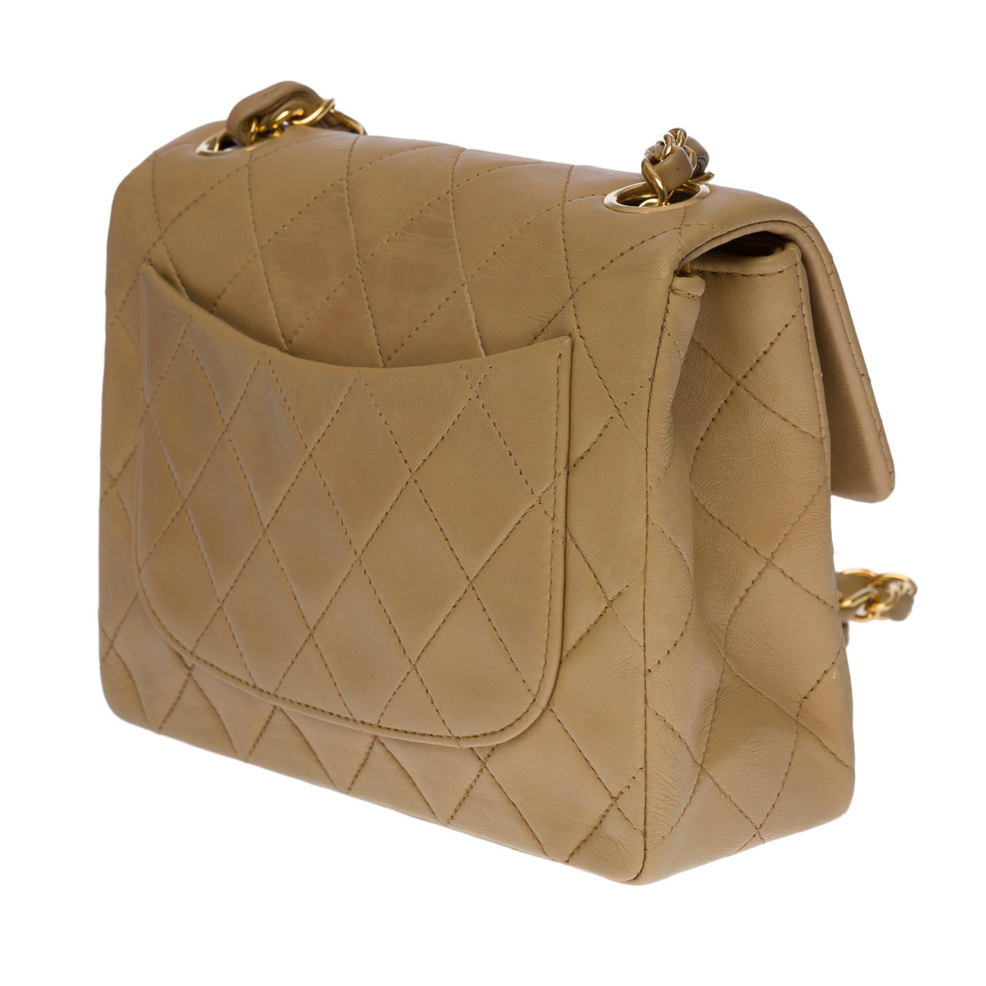 Splendid Chanel Timeless Mini Flap bag in beige quilted lambskin, GHW 1
