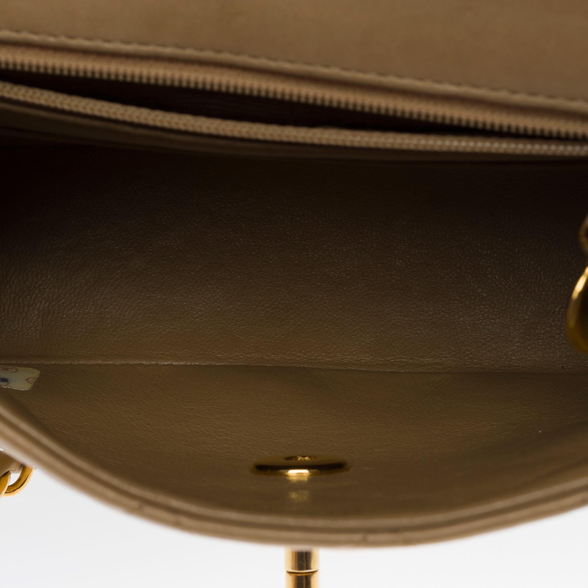 Splendid Chanel Timeless Mini Flap bag in beige quilted lambskin, GHW 5