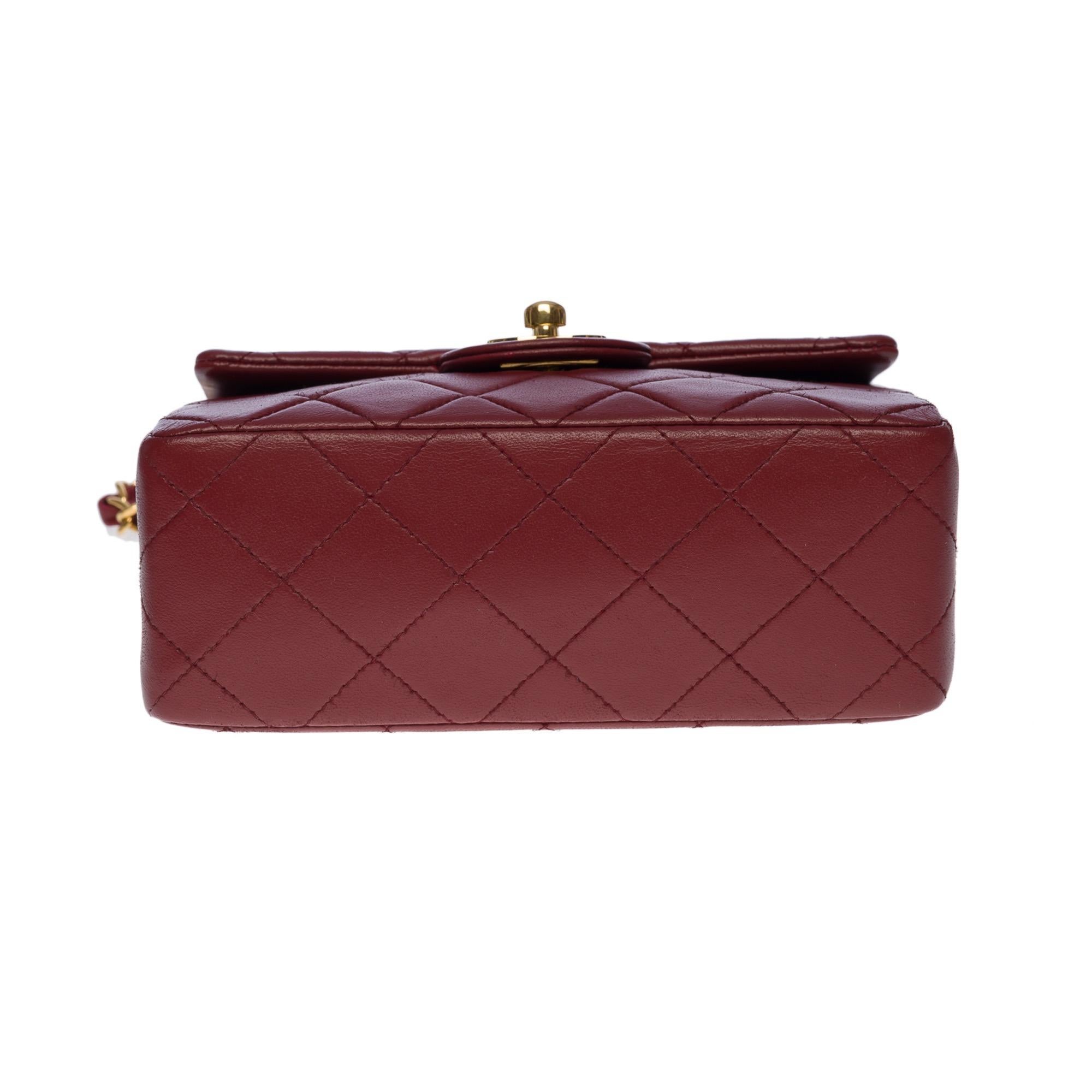 Splendid Chanel Timeless Mini flap bag in burgundy quilted leather, GHW 2