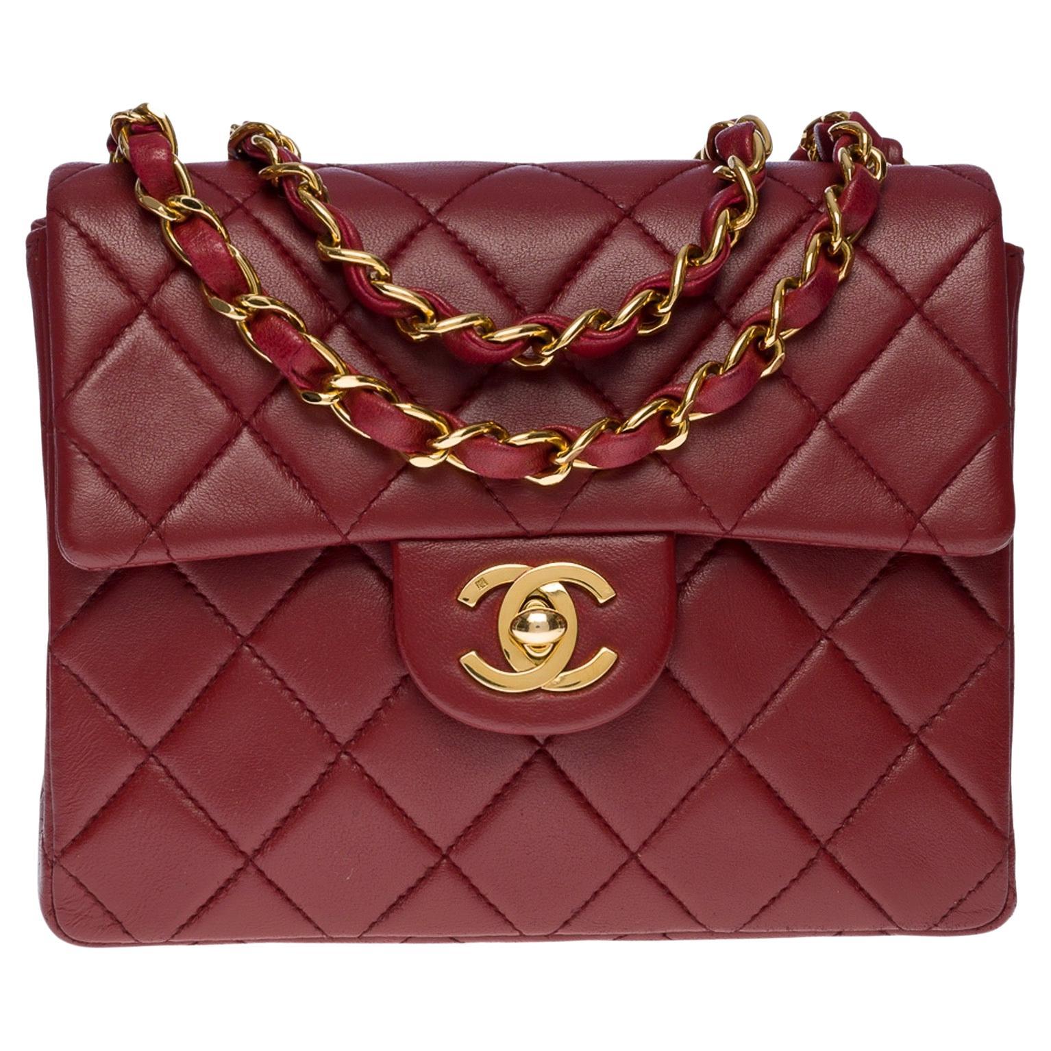 Splendid Chanel Timeless Mini flap bag in burgundy quilted leather, GHW