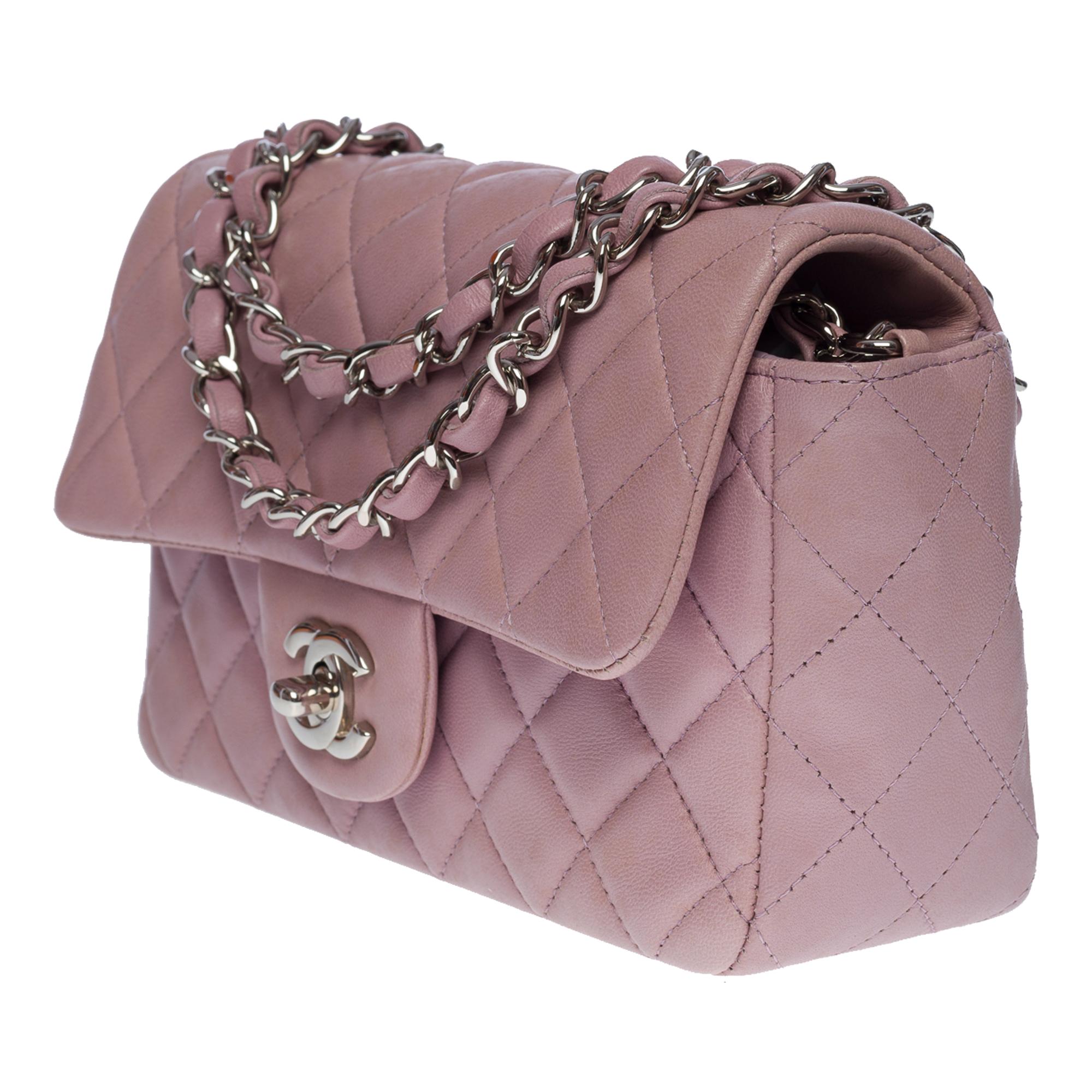 Women's Splendid Chanel Timeless Mini Flap bag in lilac quilted lambskin leather, SHW