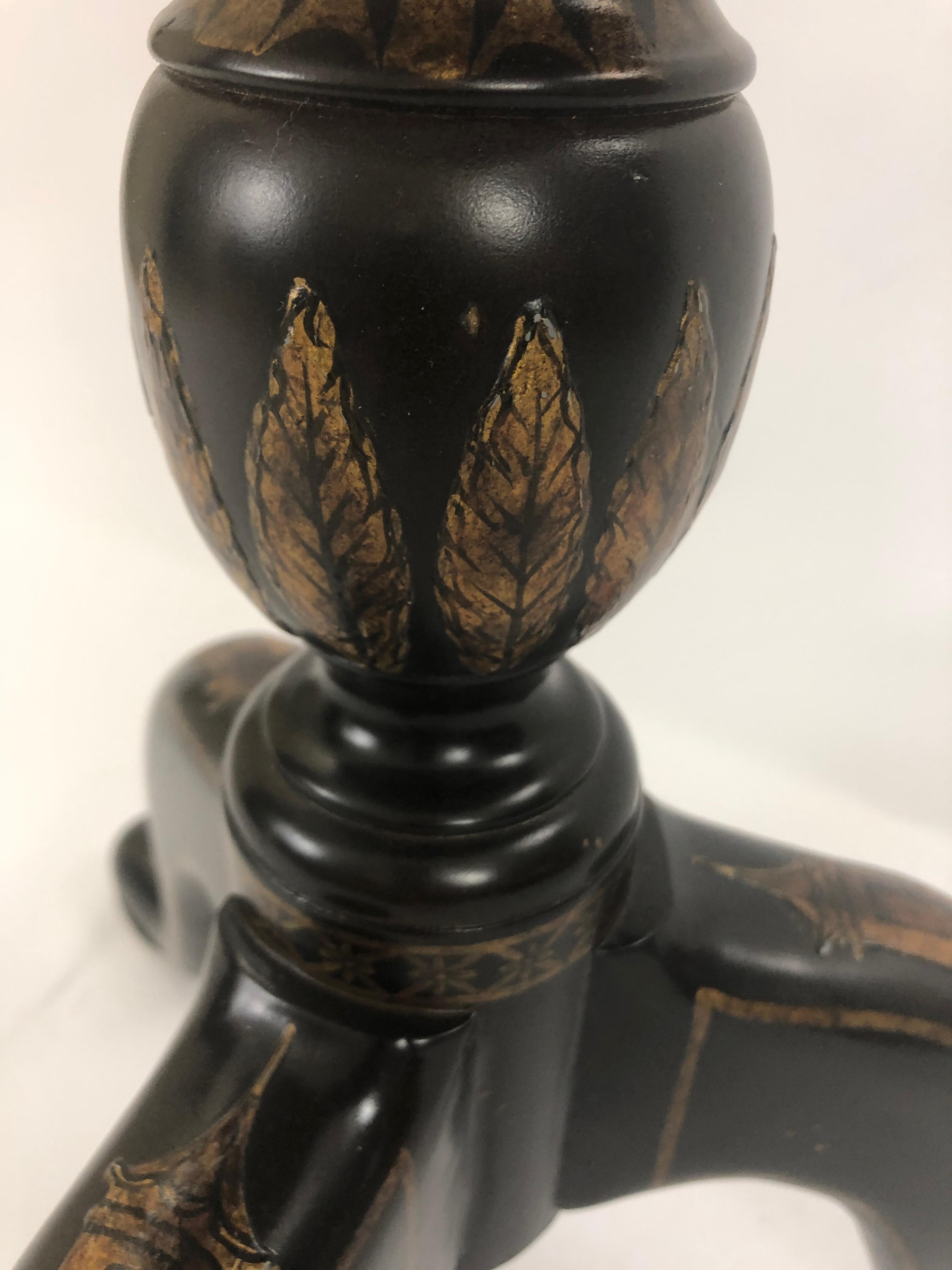 Splendid Maitland Smith Chinoiserie Black and Gold 12 Sided Flip Top Side Table 2