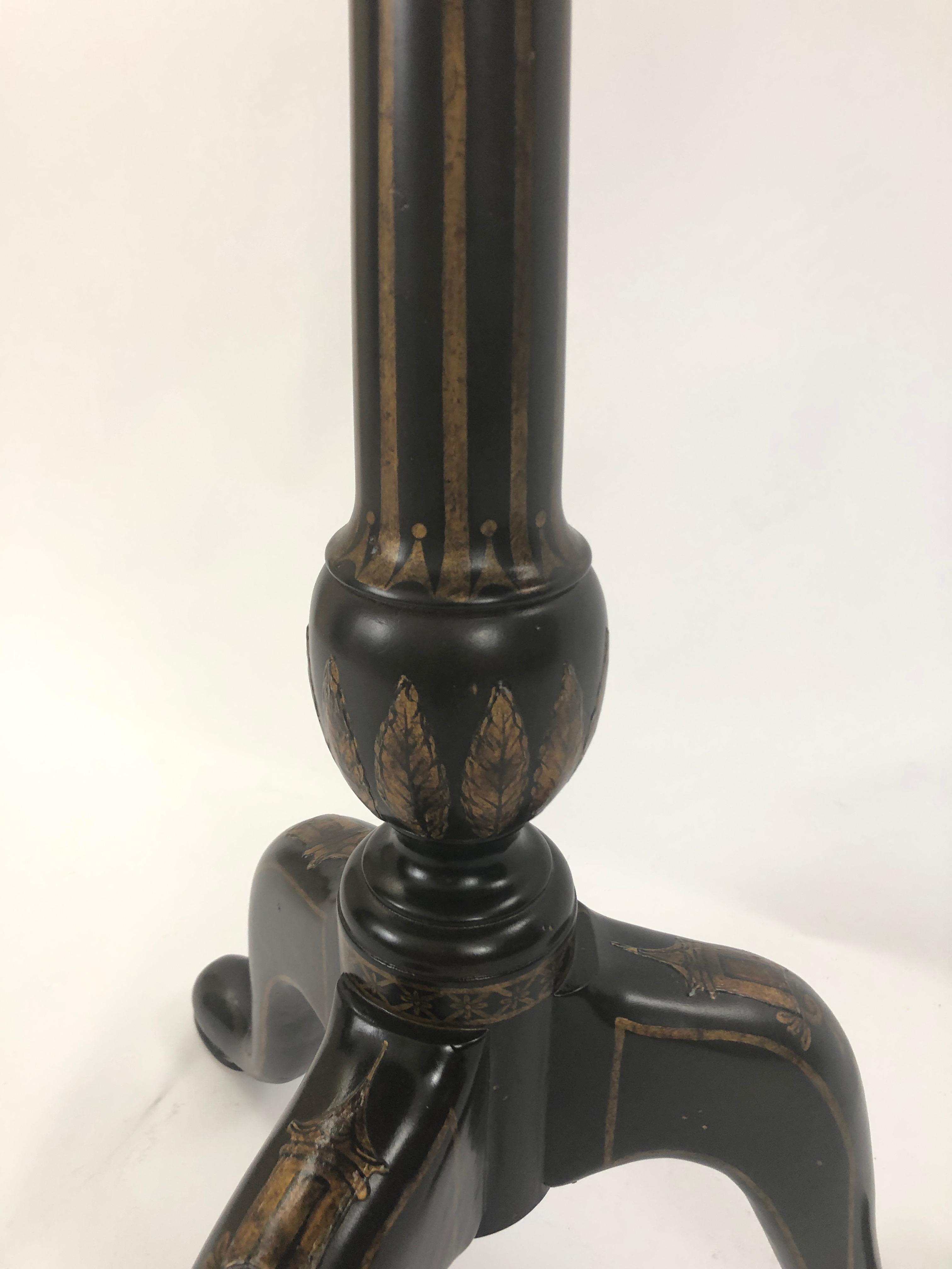 Late 20th Century Splendid Maitland Smith Chinoiserie Black and Gold 12 Sided Flip Top Side Table