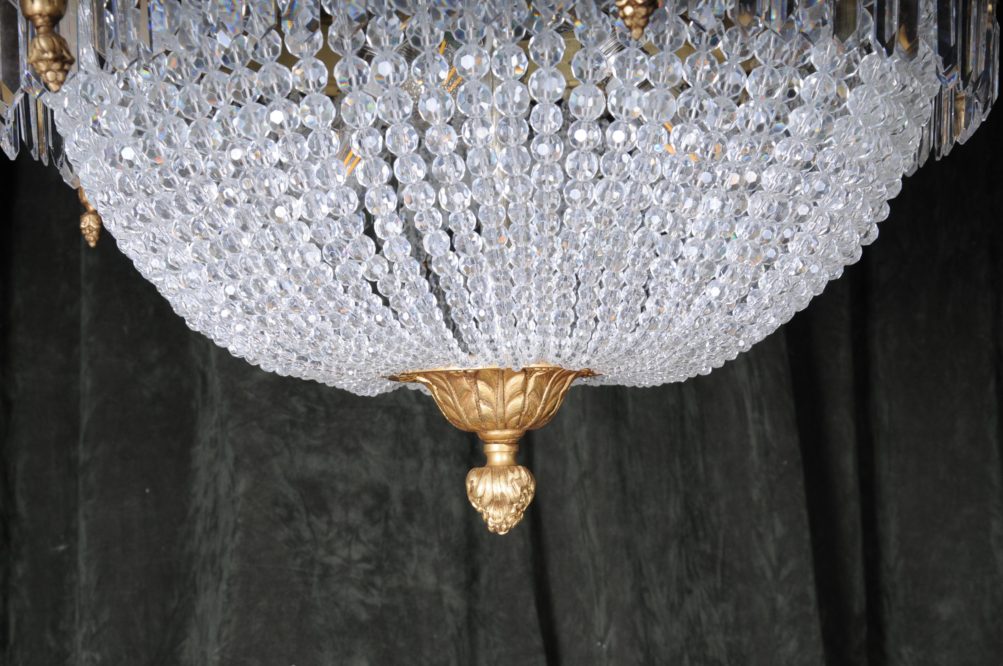 Brass Splendid Classicist Ceiling Candelabra/Chandelier Empire Style For Sale