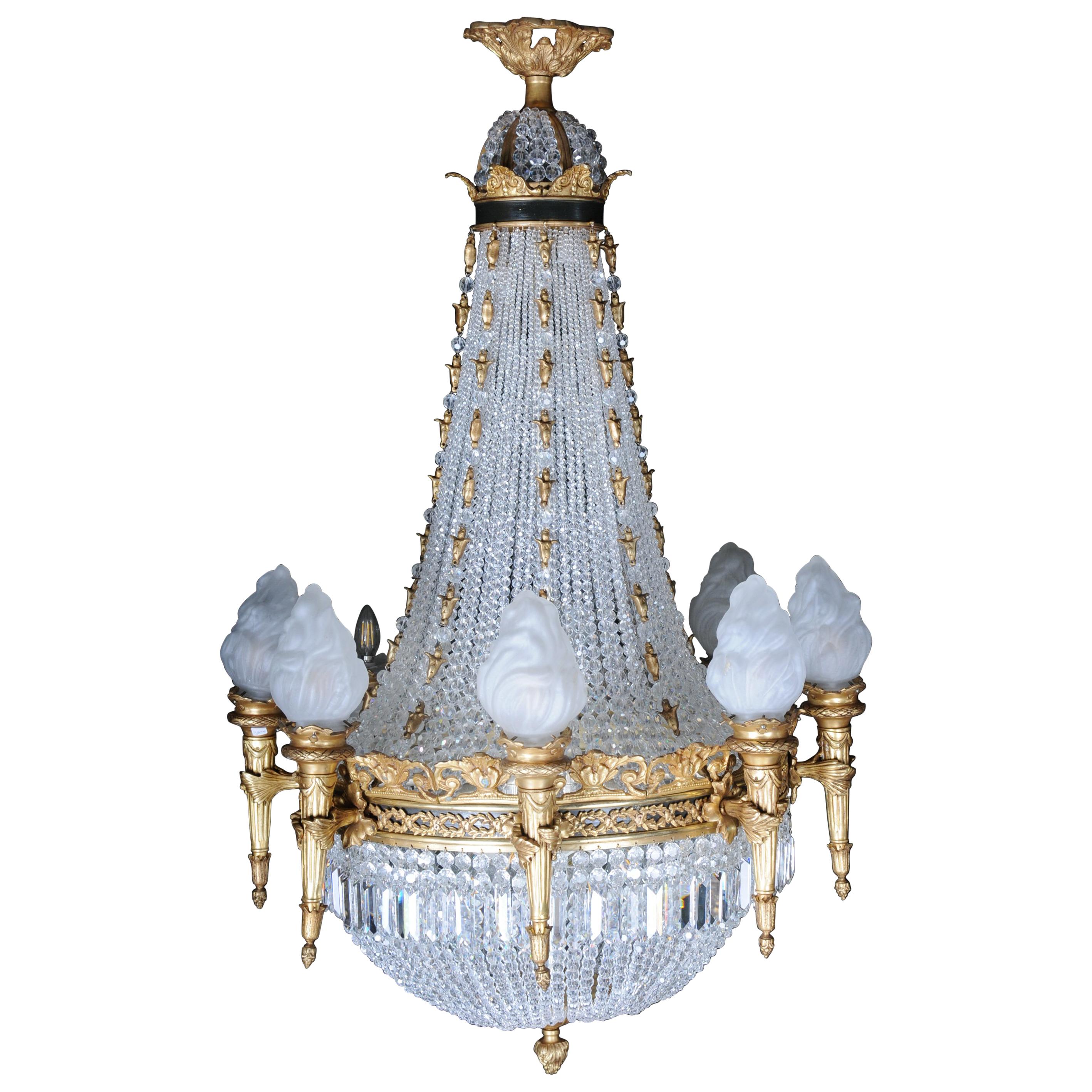 Splendid Classicist Ceiling Candelabra/Chandelier Empire Style For Sale