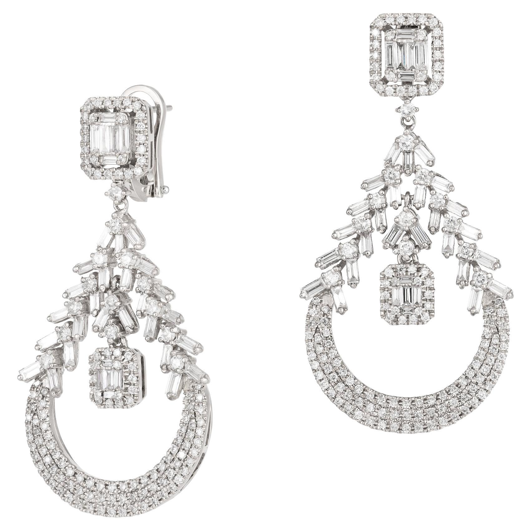 Splendid Dangle White Gold 18K Earrings Diamond For Her
