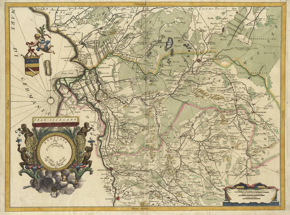 Splendid Detailed Map of the Province of Overijssel in the Netherlands, ca.1692
