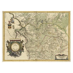 Splendide carte détaillée de la province de Overijssel aux Pays-Bas, vers 1692