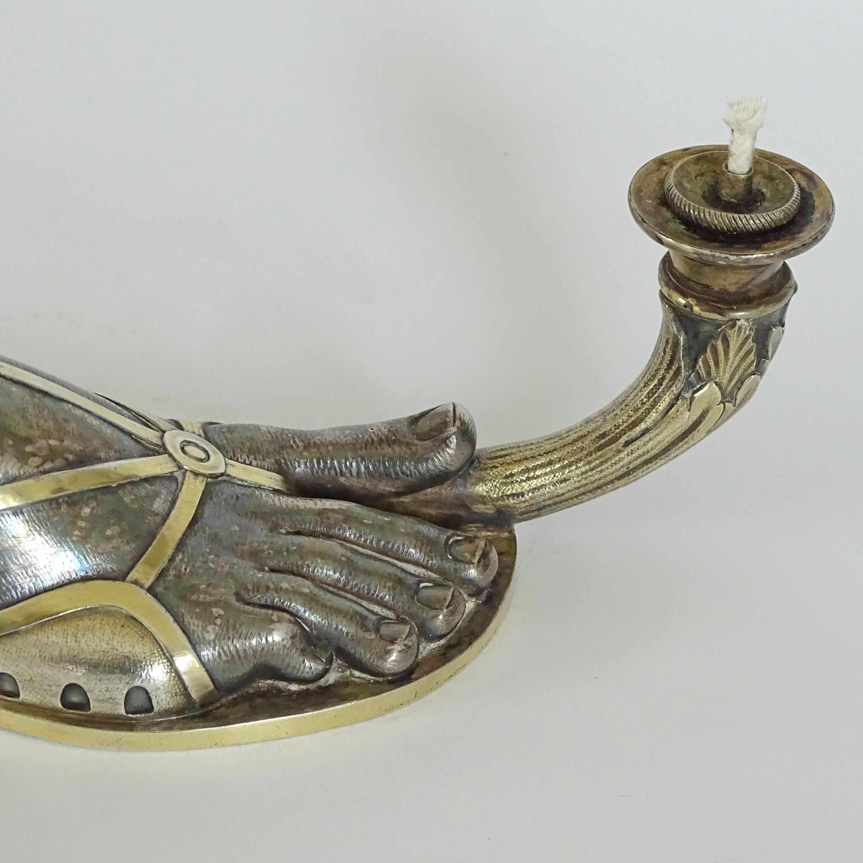 Apogée victorien Magnifique Elkington & Co. Lampe à huile à pied romain en argent sterling, Angleterre, années 1840 en vente