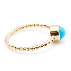 Splendid Exquisite Natural Turquoise 14K Solid Yellow Gold Ring