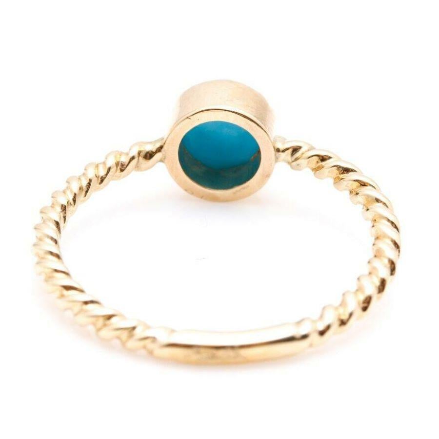Mixed Cut Splendid Exquisite Natural Turquoise 14K Solid Yellow Gold Ring For Sale