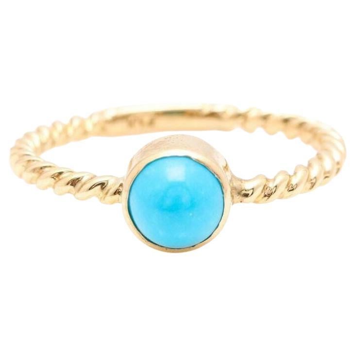 Splendid Exquisite Natural Turquoise 14K Solid Yellow Gold Ring For Sale