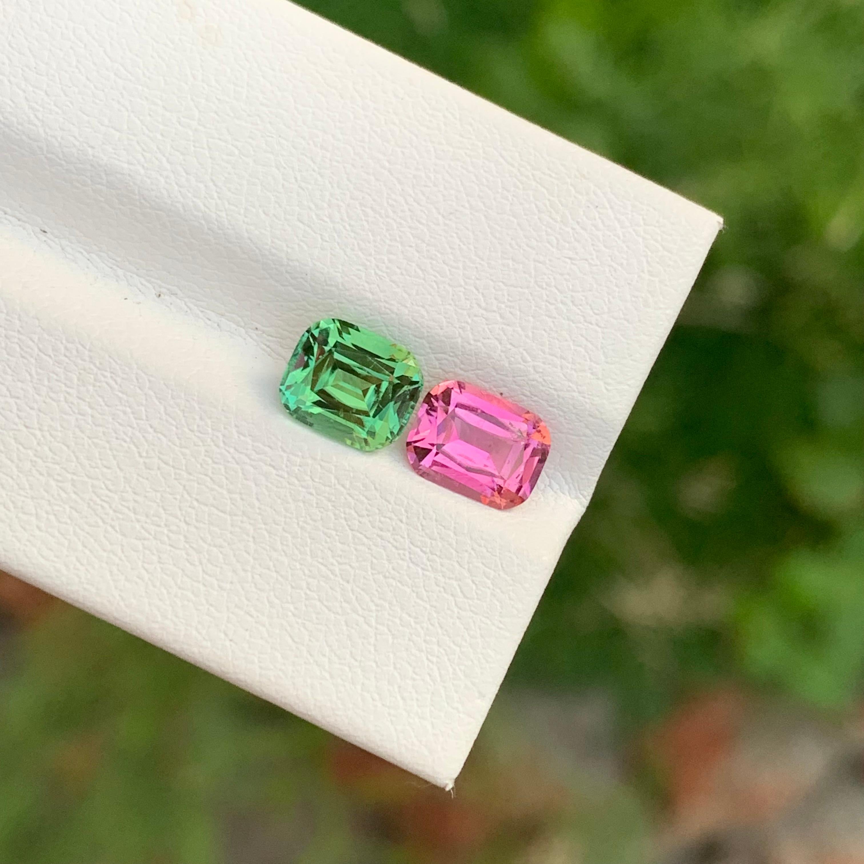 Taille coussin Magnifique Tourmaline Dual à facettes de 2.50 carats en forme de coussin pour boucles d'oreilles en vente