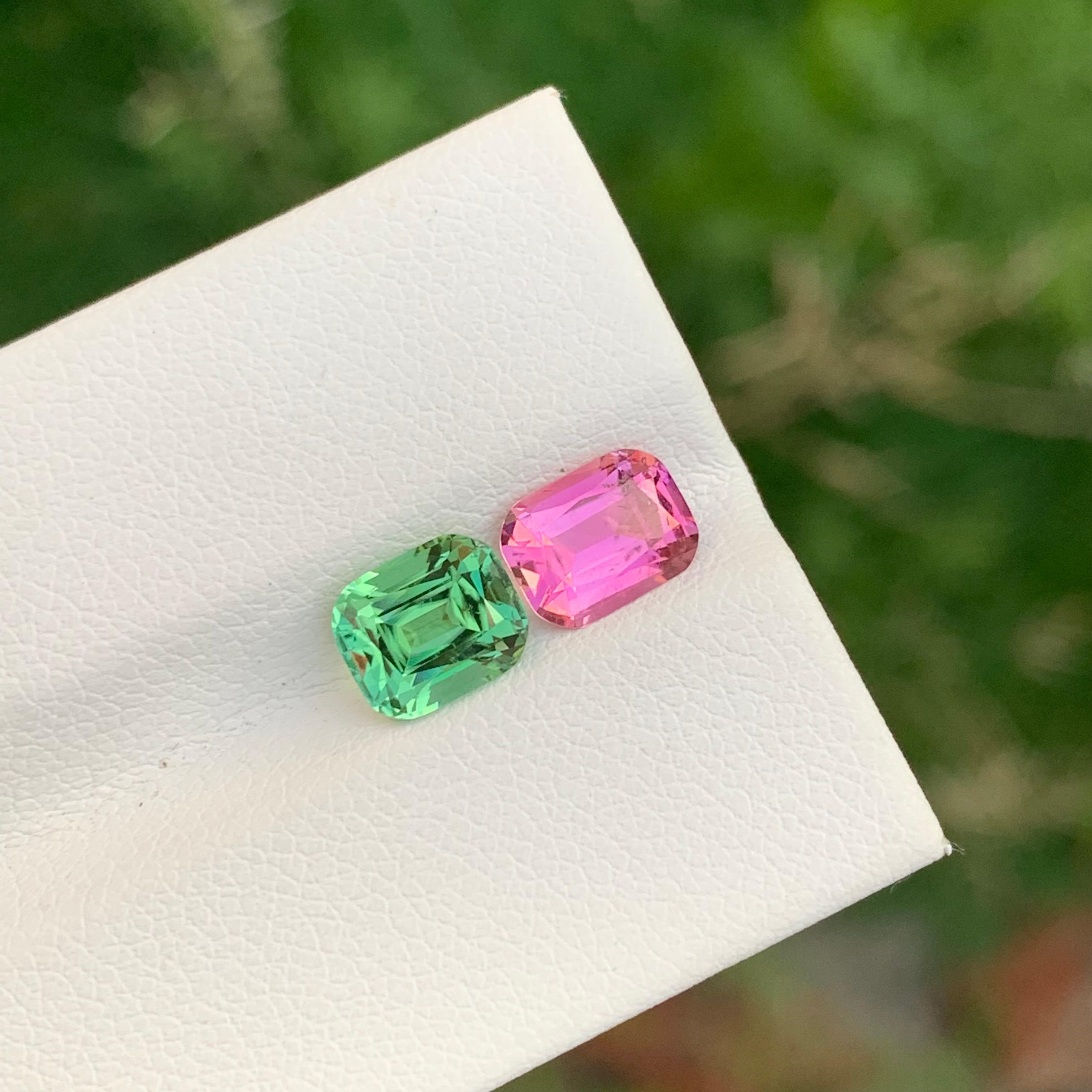 Magnifique Tourmaline Dual à facettes de 2.50 carats en forme de coussin pour boucles d'oreilles Unisexe en vente