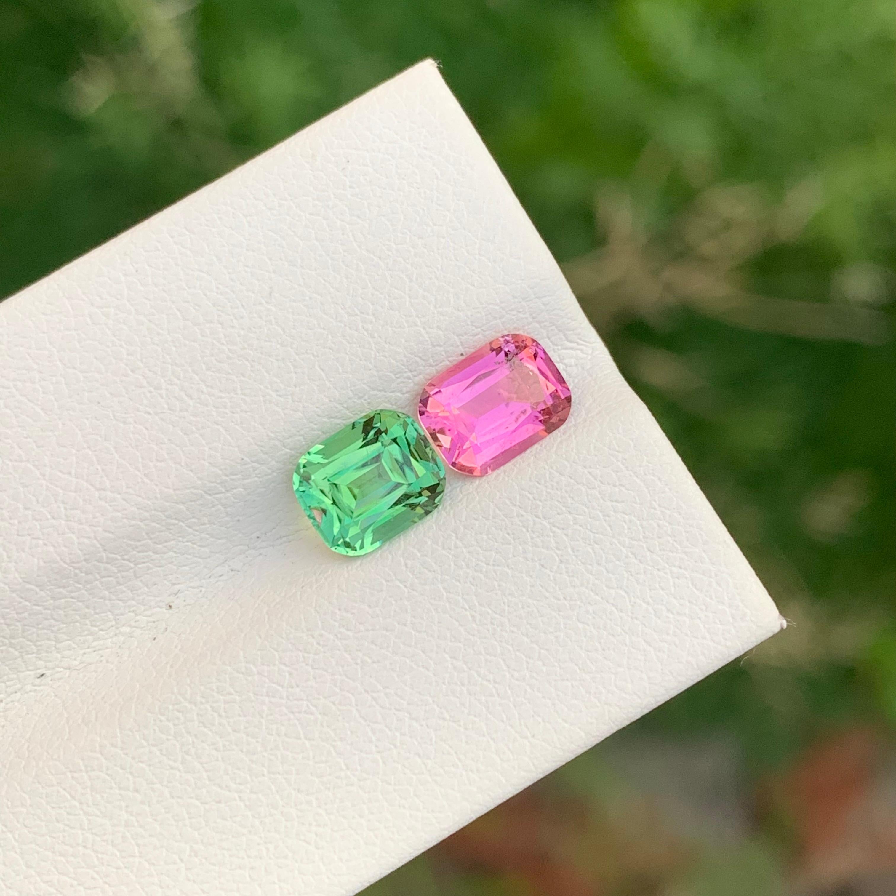 Magnifique Tourmaline Dual à facettes de 2.50 carats en forme de coussin pour boucles d'oreilles en vente 1