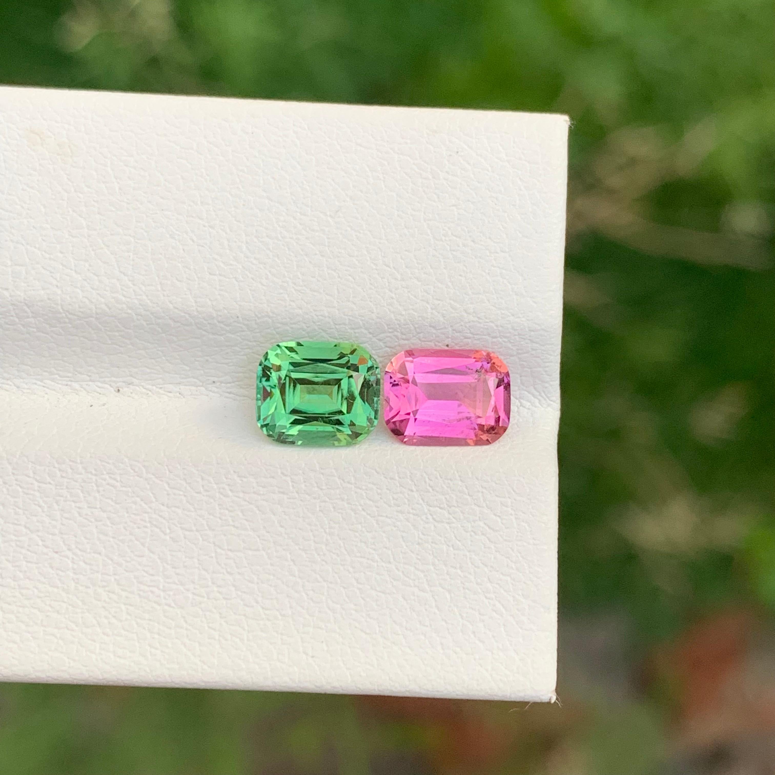 Magnifique Tourmaline Dual à facettes de 2.50 carats en forme de coussin pour boucles d'oreilles en vente 2
