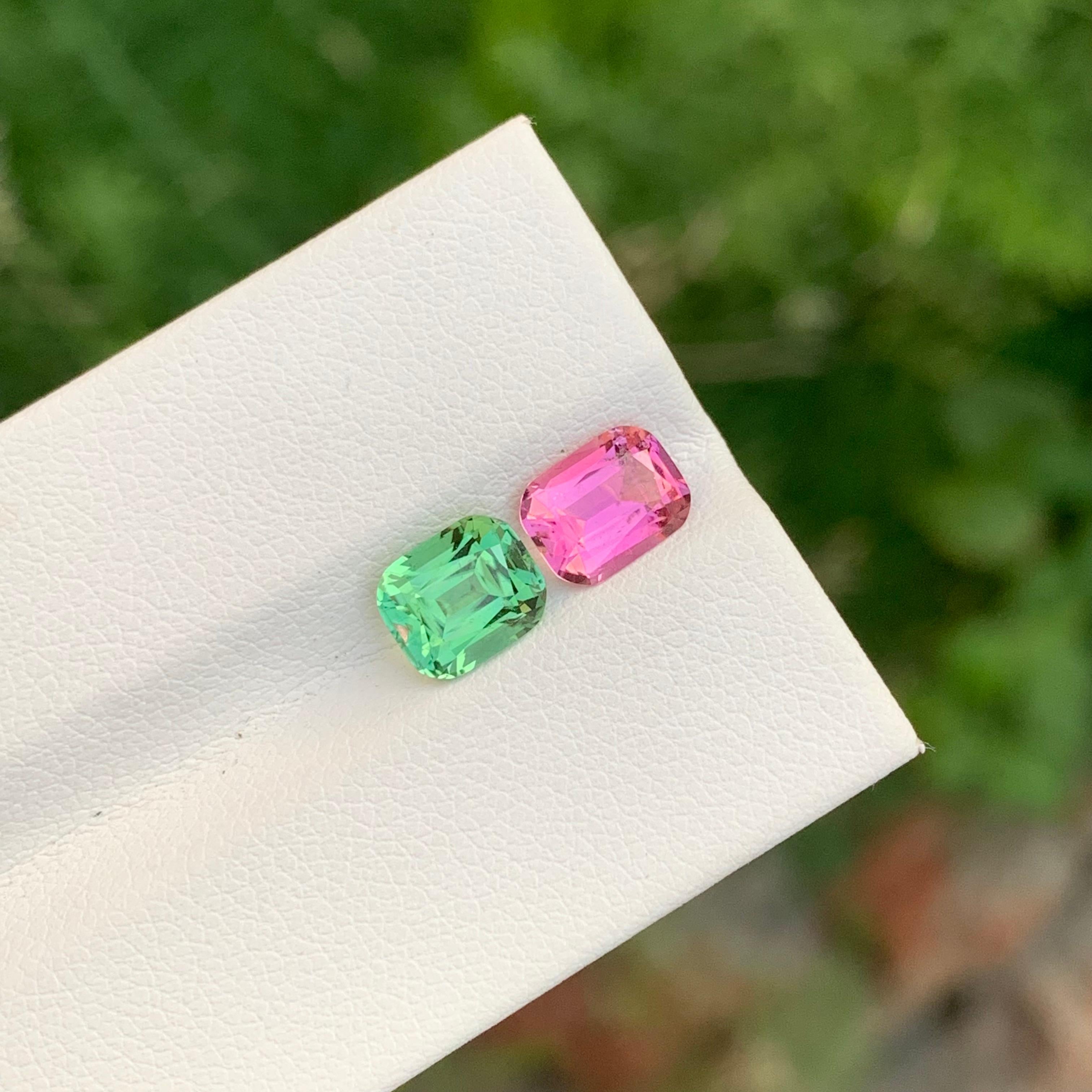 Magnifique Tourmaline Dual à facettes de 2.50 carats en forme de coussin pour boucles d'oreilles en vente 3