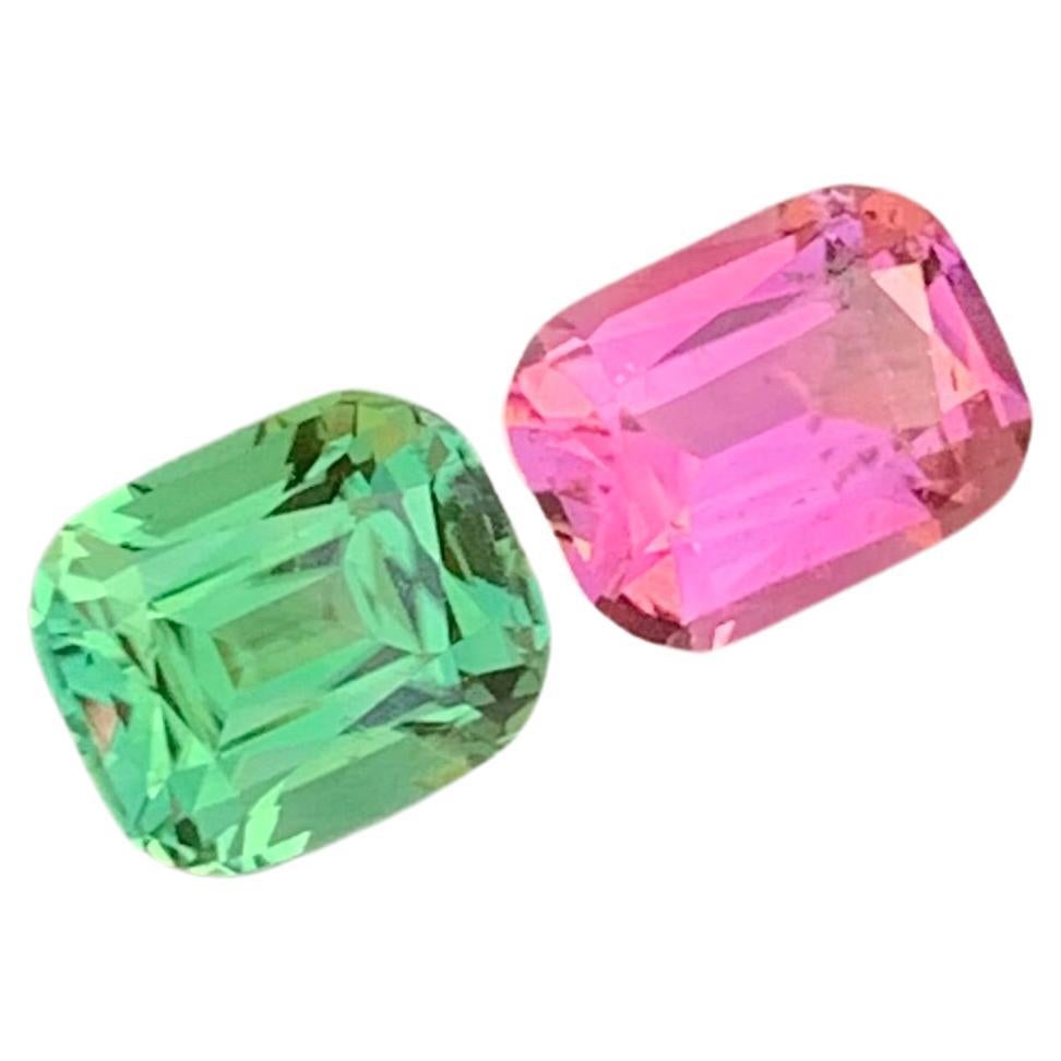 Magnifique Tourmaline Dual à facettes de 2.50 carats en forme de coussin pour boucles d'oreilles
