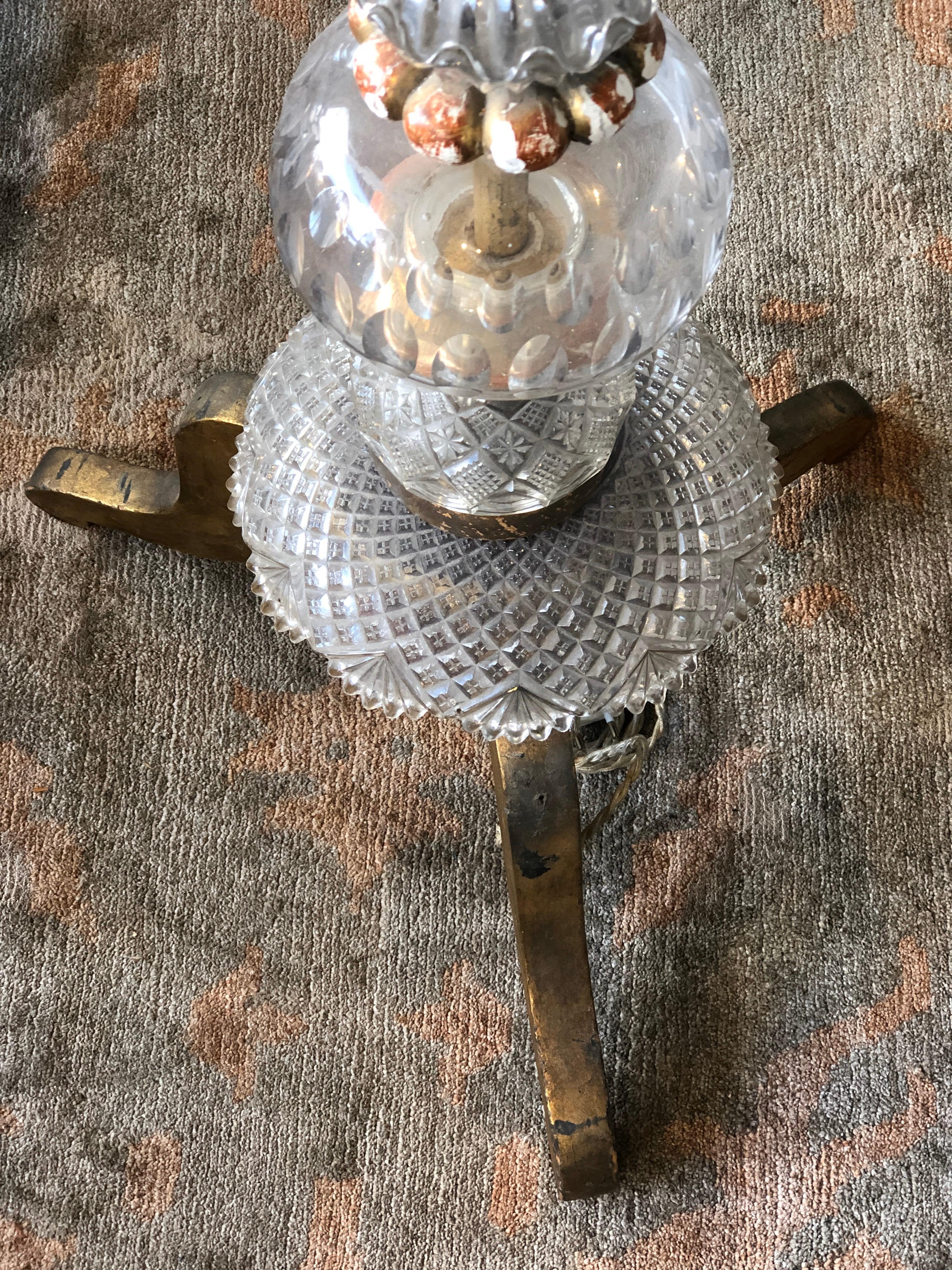 Italian Splendid Floor Lamp Murano Etched Glass, 1950
