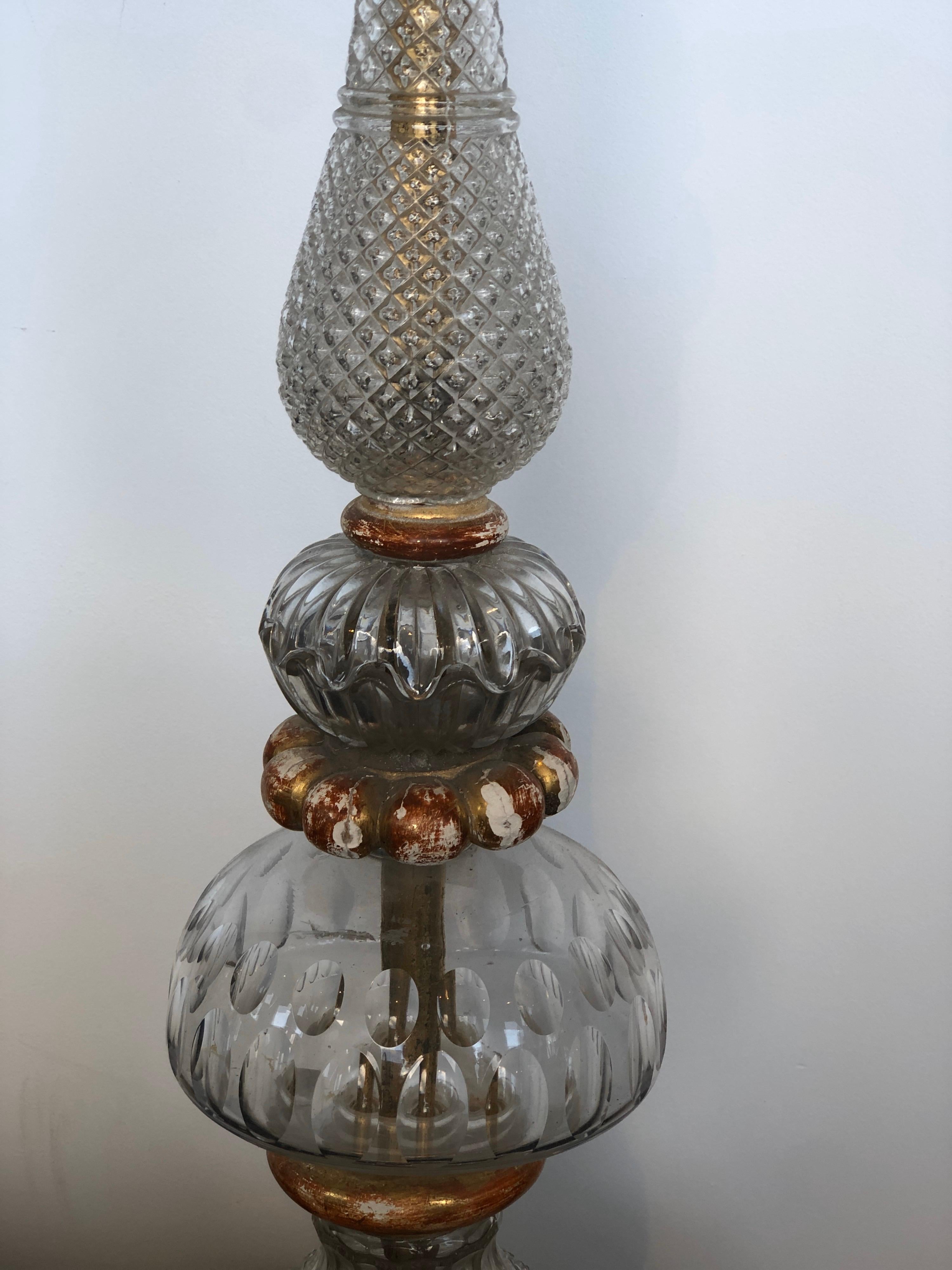 Splendid Floor Lamp Murano Etched Glass, 1950 1