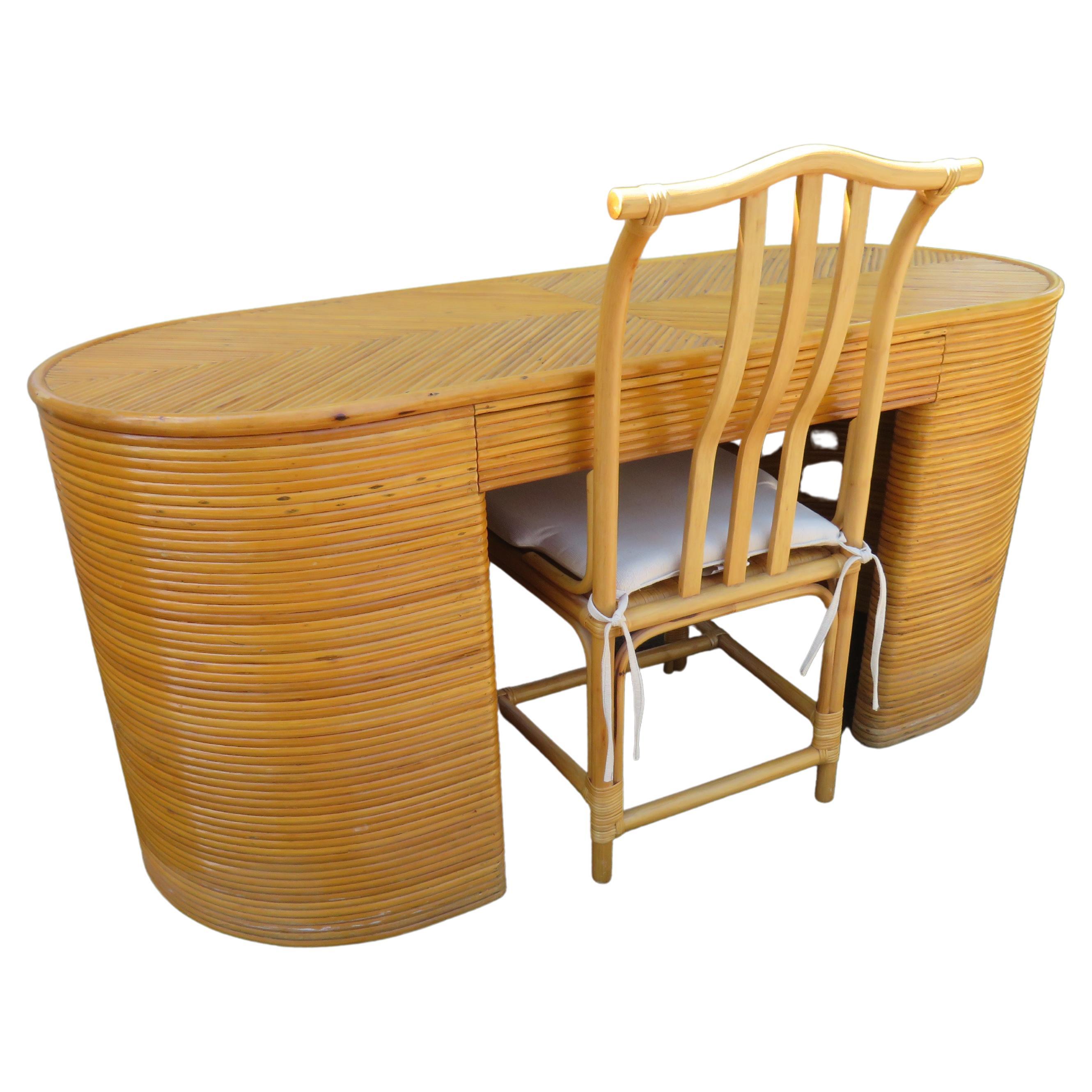 Splendid Reed Bamboo Desk Chair Mid-Century Modern For Sale