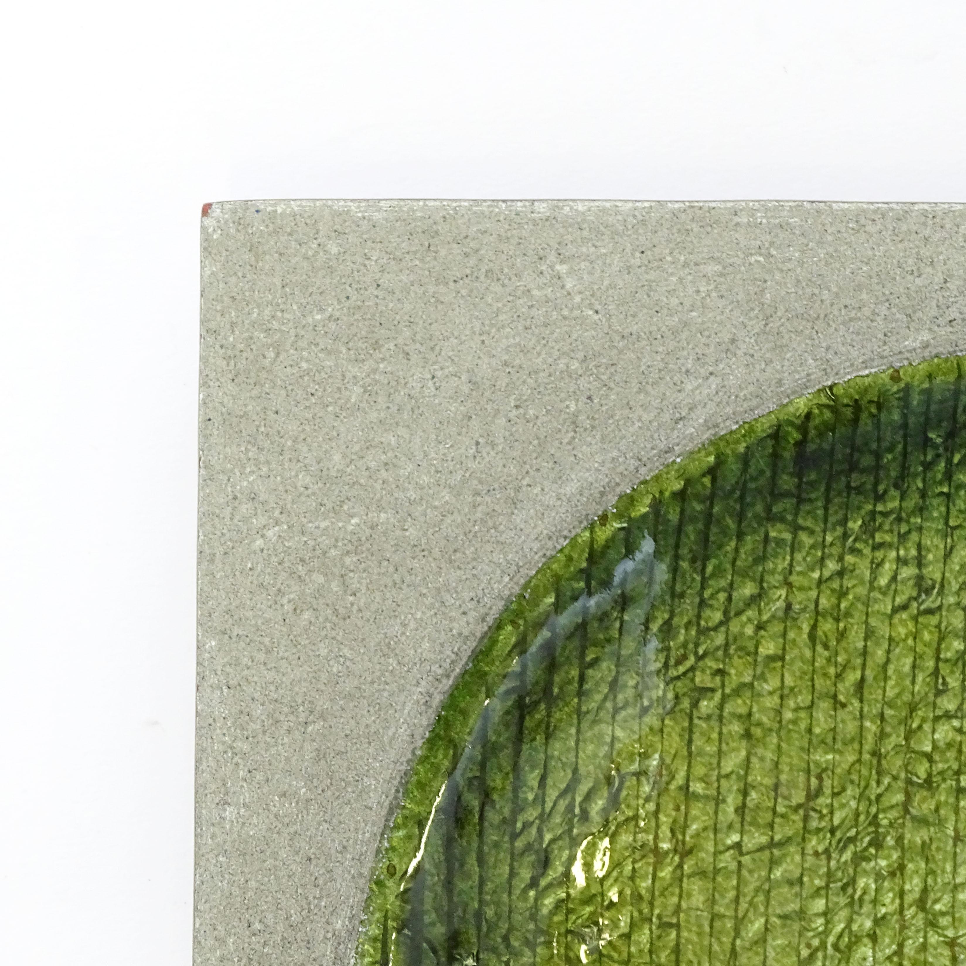 Espléndido cenicero de esmalte verde y gris Studio Del Campo Moderno de mediados de siglo en venta