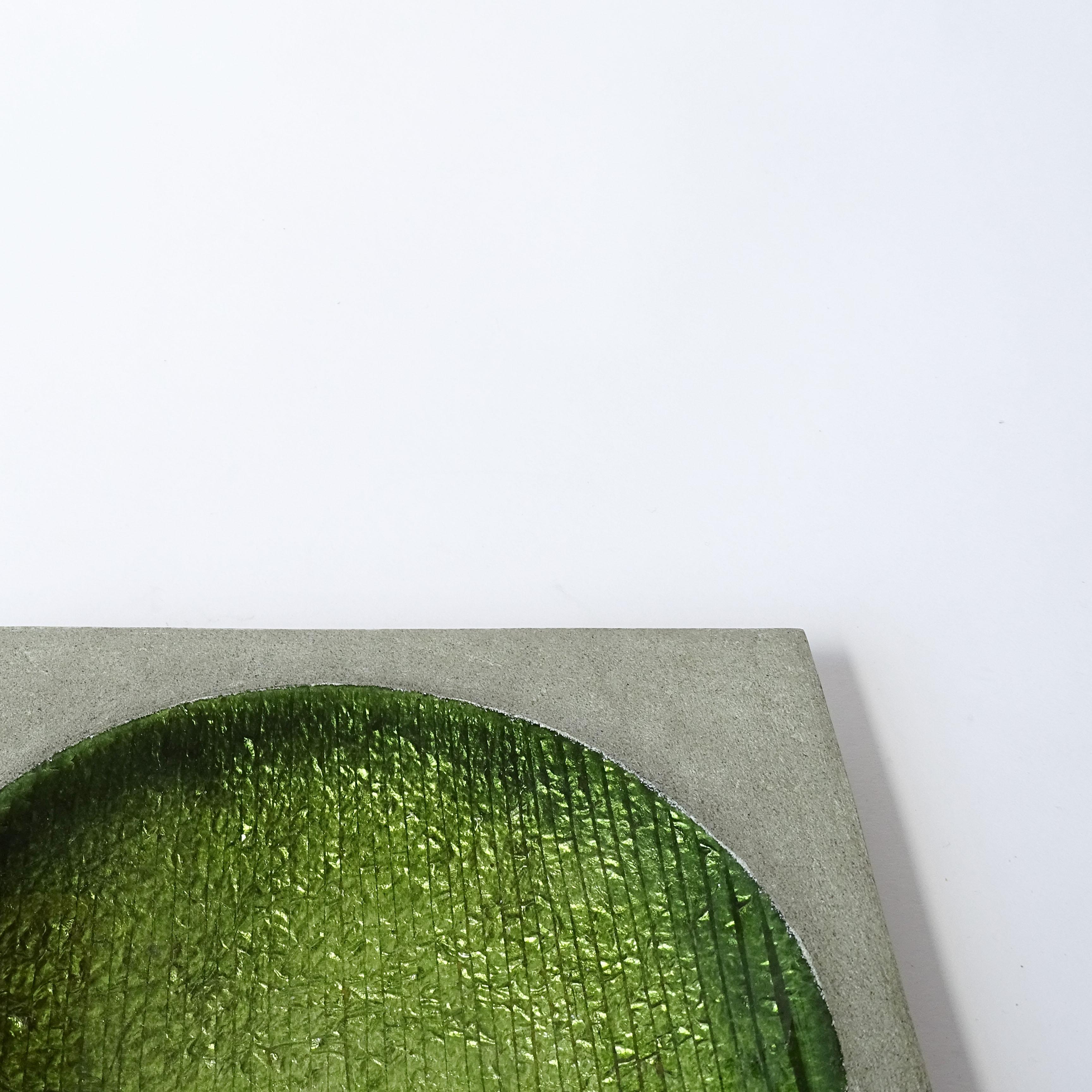 Espléndido cenicero de esmalte verde y gris Studio Del Campo Italiano en venta