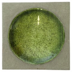 Magnifique cendrier en émail vert et gris de Studio Del Campo