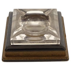 Splendid Gucci 1970s Leather and Crystal Glass Ashtray