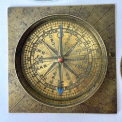 Splendid Gustavian Brass Compass with Sundial, Late 18th Century Sweden