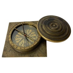 Splendid Gustavian Brass Compass with Sundial, Late 18th Century Sweden
