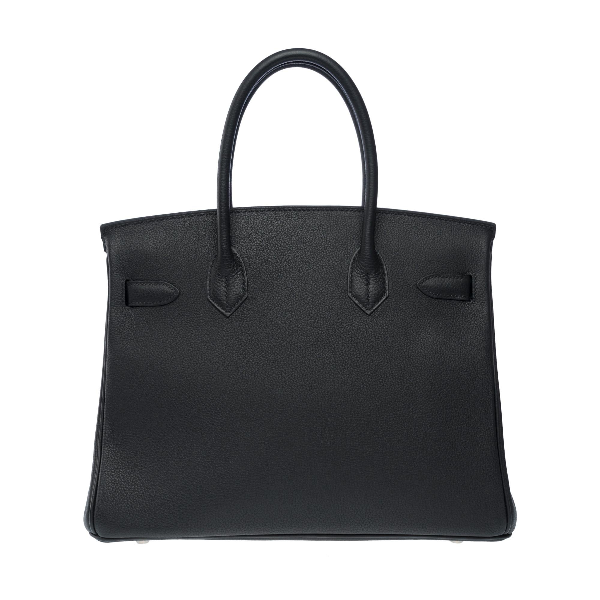 Splendid Hermes Birkin 30 handbag in Black Togo leather, SHW In Excellent Condition For Sale In Paris, IDF