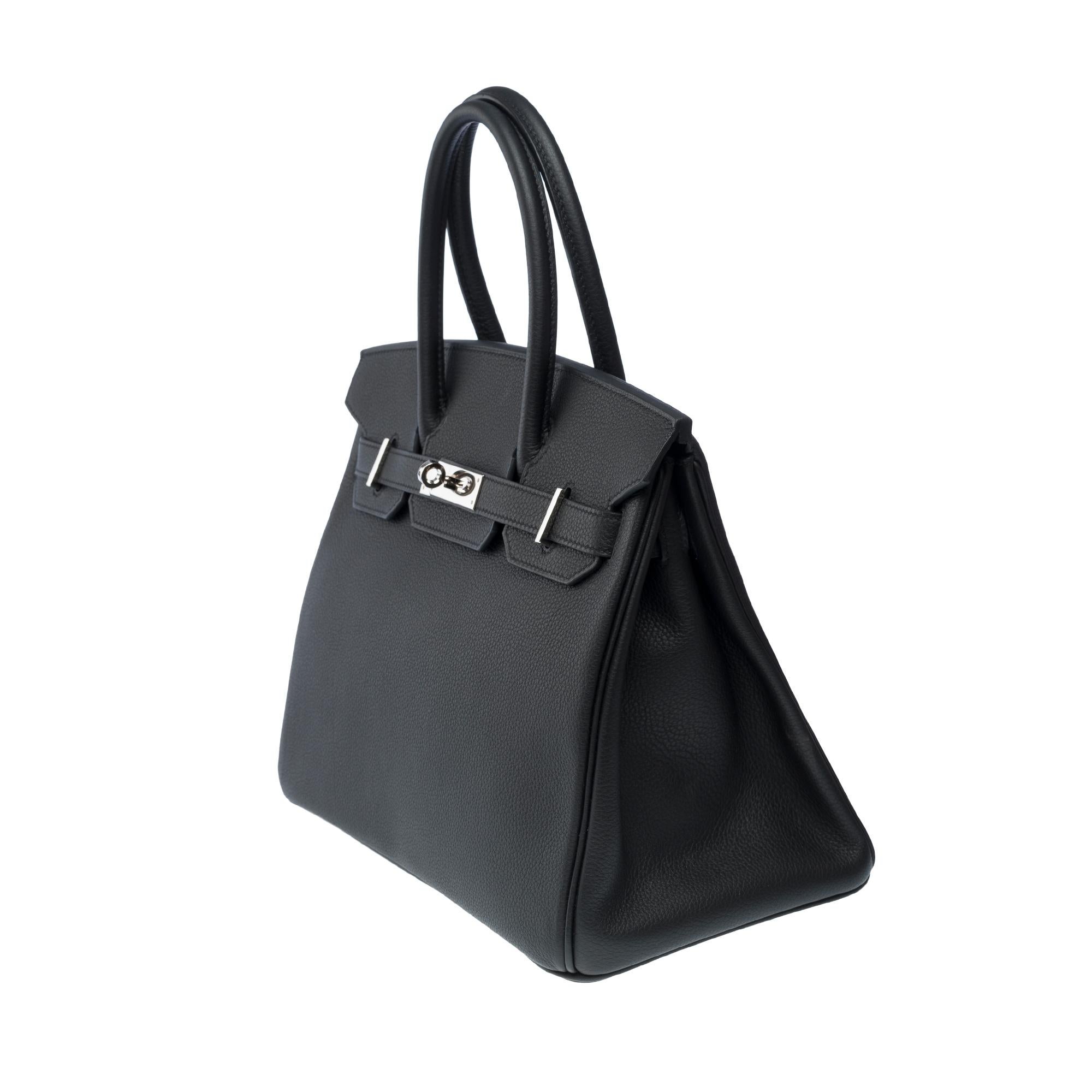 Women's Splendid Hermes Birkin 30 handbag in Black Togo leather, SHW For Sale